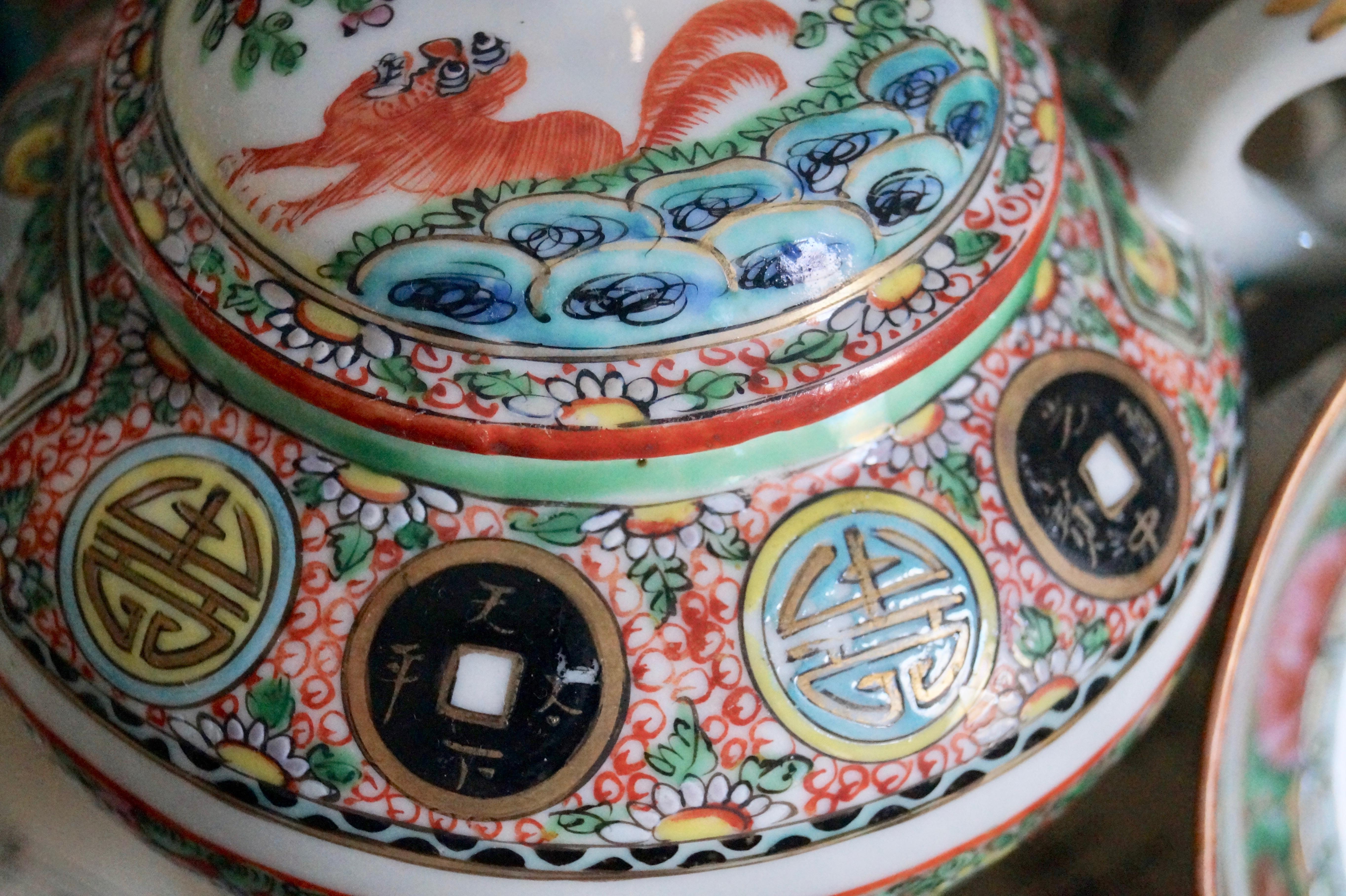 Antique Chinese Export Porcelain, Famille Rose Tea Service, 1880-1900 2