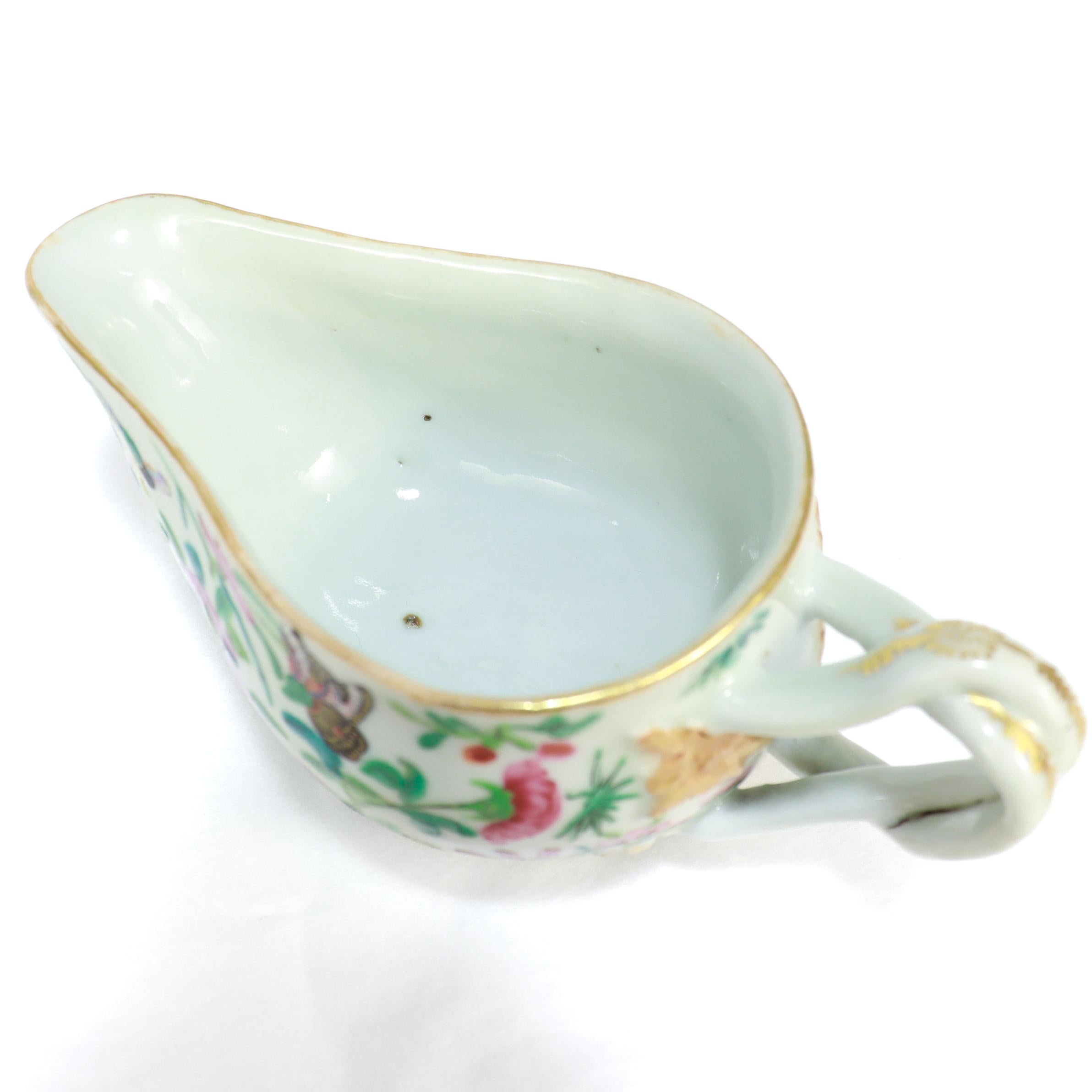 Antique Chinese Export Porcelain Gilt Famille Rose Gravy or Sauce Boat For Sale 8