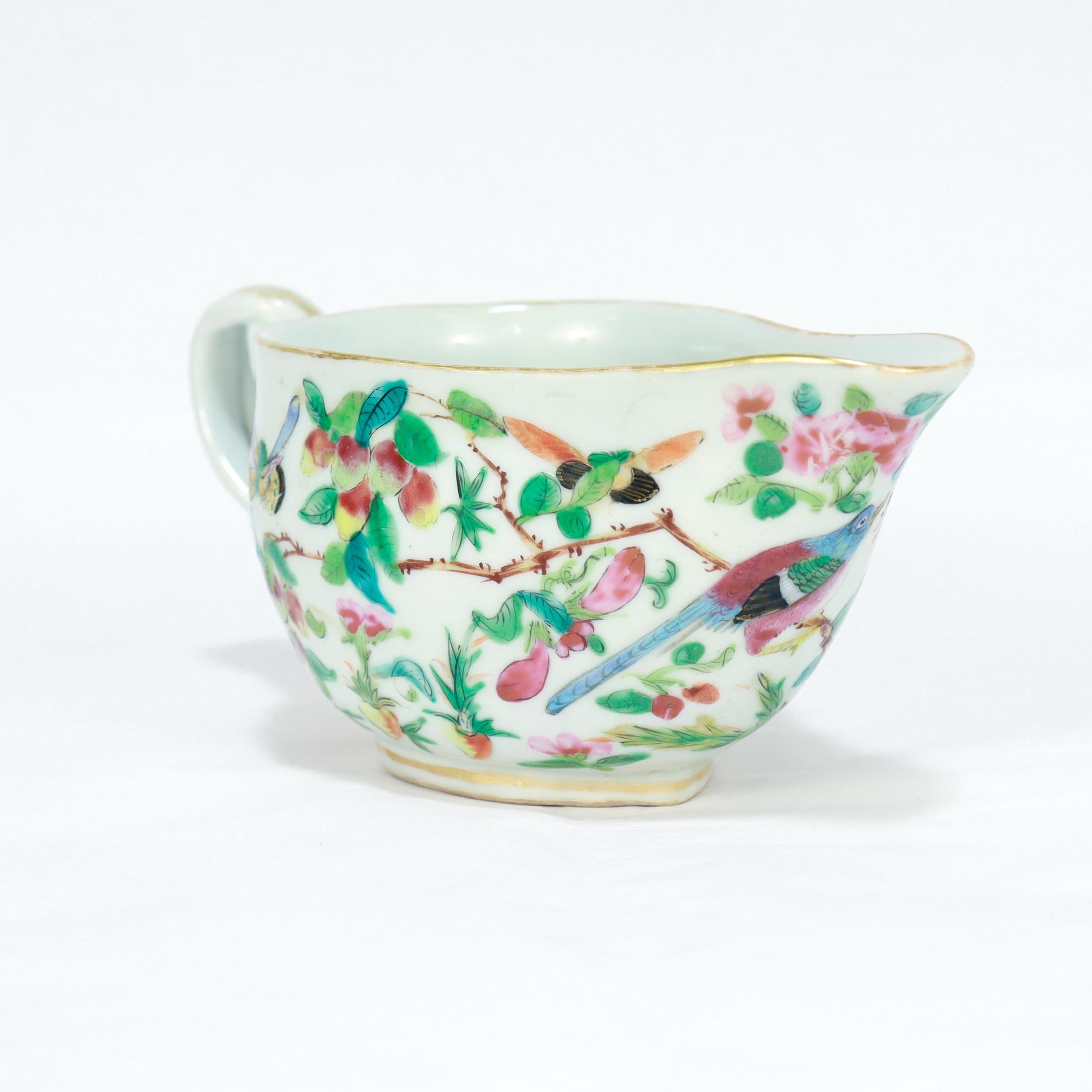 Antique Chinese Export Porcelain Gilt Famille Rose Gravy or Sauce Boat For Sale 2