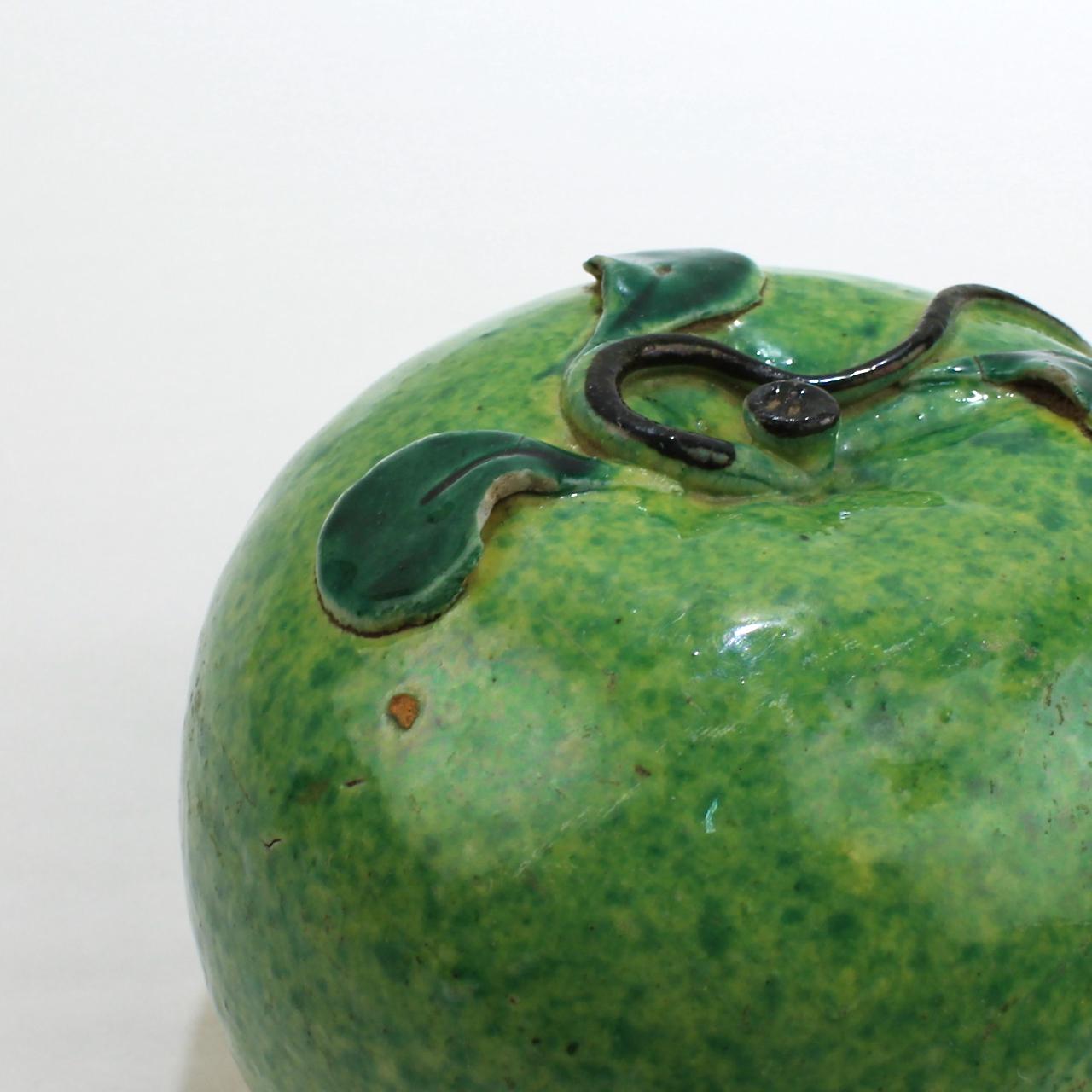 Antique Chinese Export Porcelain Green Apple Altar Fruit Ex-Gutfreund Collection 8