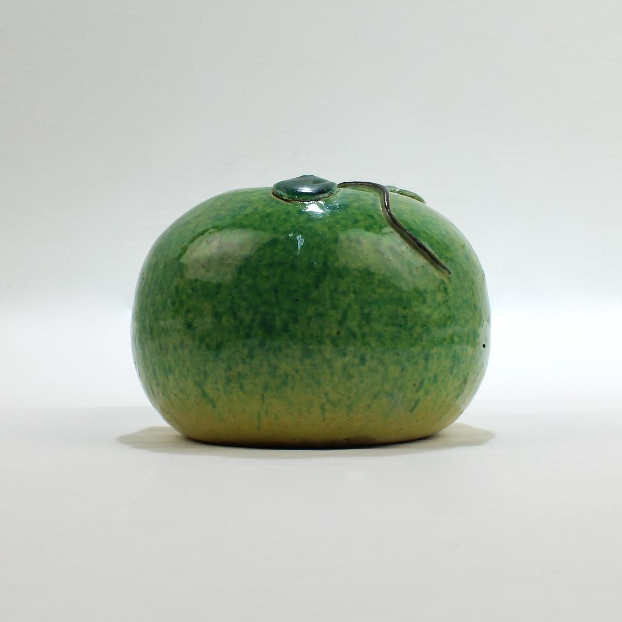 20th Century Antique Chinese Export Porcelain Green Apple Altar Fruit Ex-Gutfreund Collection