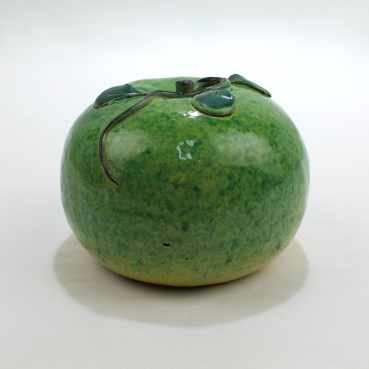 Antique Chinese Export Porcelain Green Apple Altar Fruit Ex-Gutfreund Collection 1