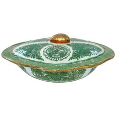 Antique Chinese Export Porcelain "Green Fitzhugh" Covered Vegetable Tureen