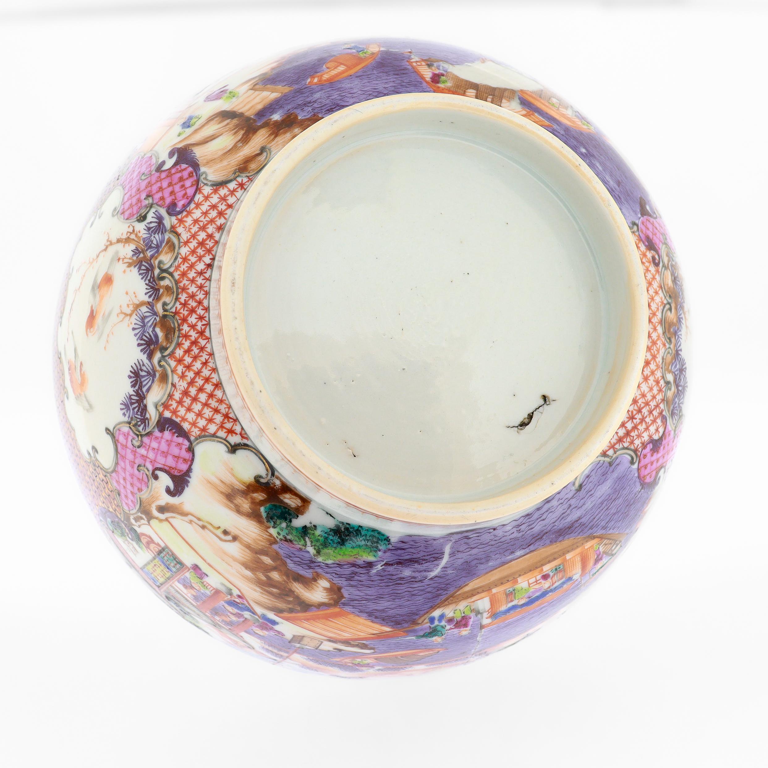 Antique Chinese Export Porcelain Rose Mandarin China Trade / Village Scene Bowl For Sale 9