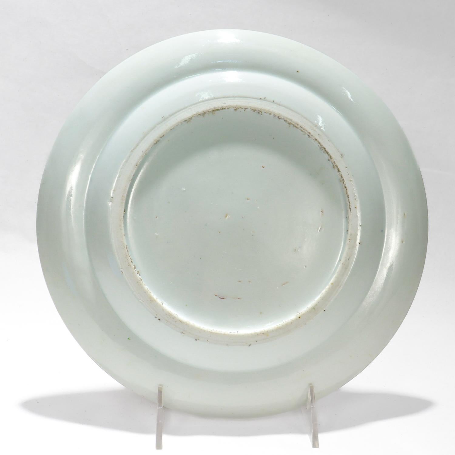 Esportazione cinese Antico piatto da esportazione cinese in porcellana Rose Mandarin in vendita