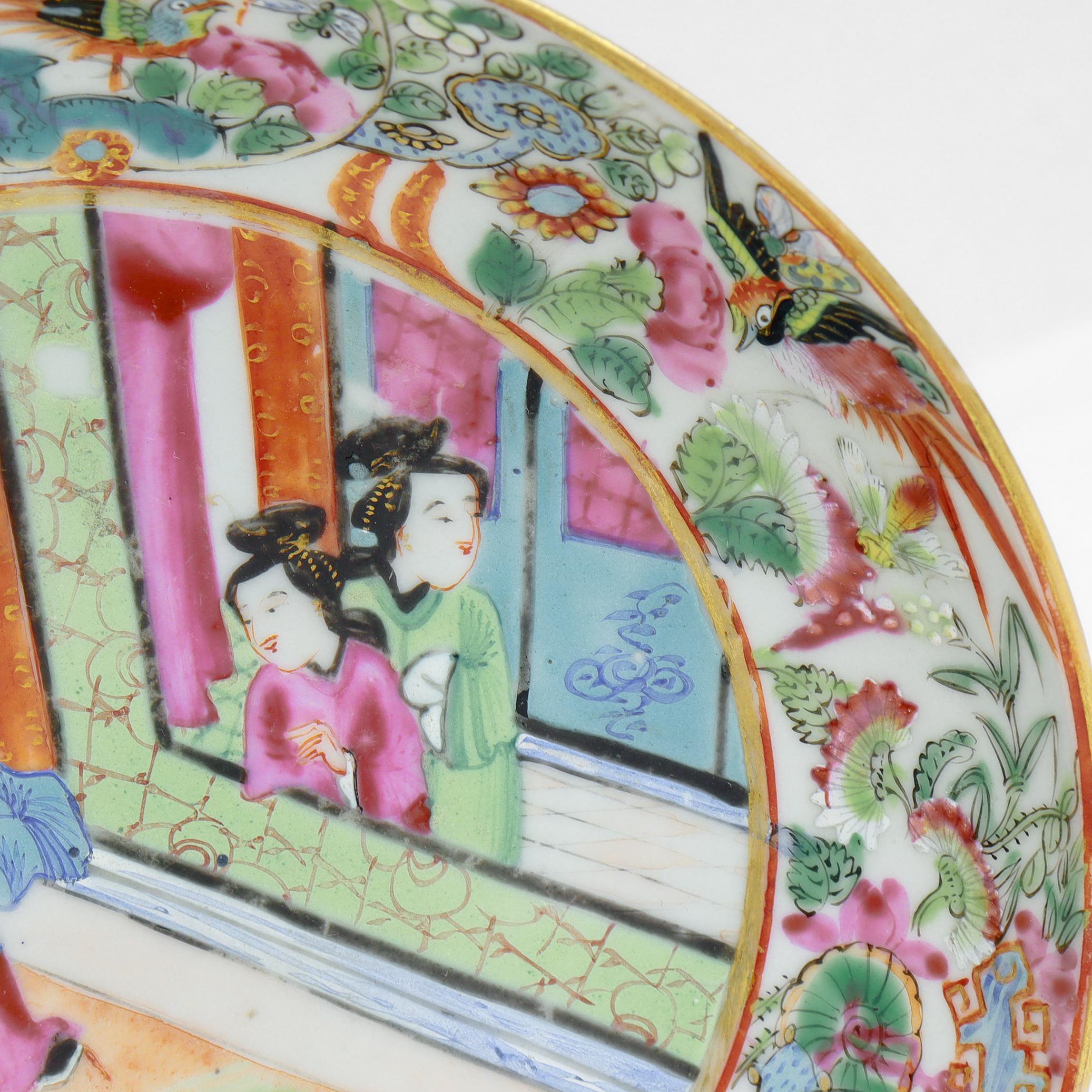 Antica tazza da tè e piattino in porcellana cinese d'esportazione Rose Mandarin in vendita 9