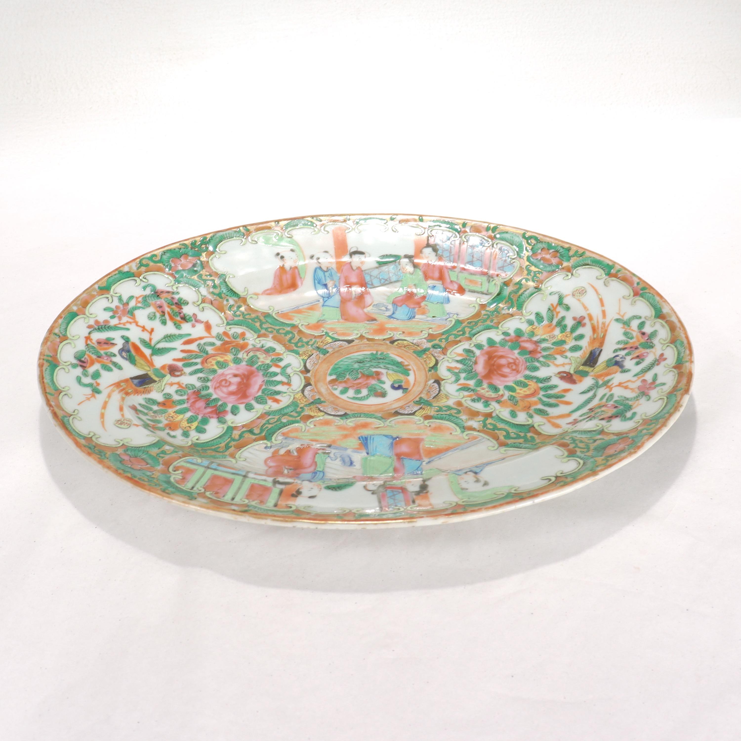 Antique Chinese Export Porcelain Rose Medallion Tray For Sale 1