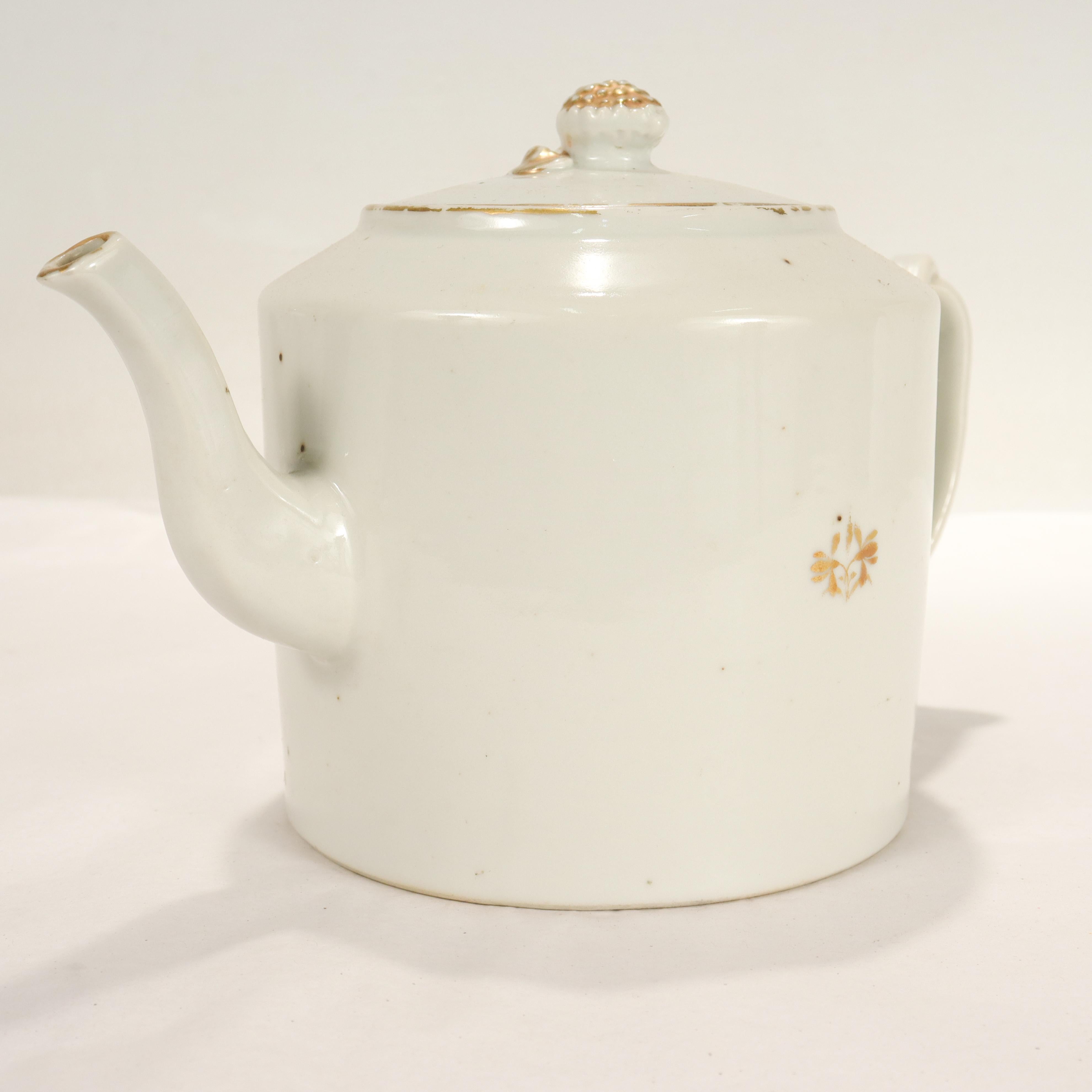 Gilt Antique Chinese Export Porcelain Teapot