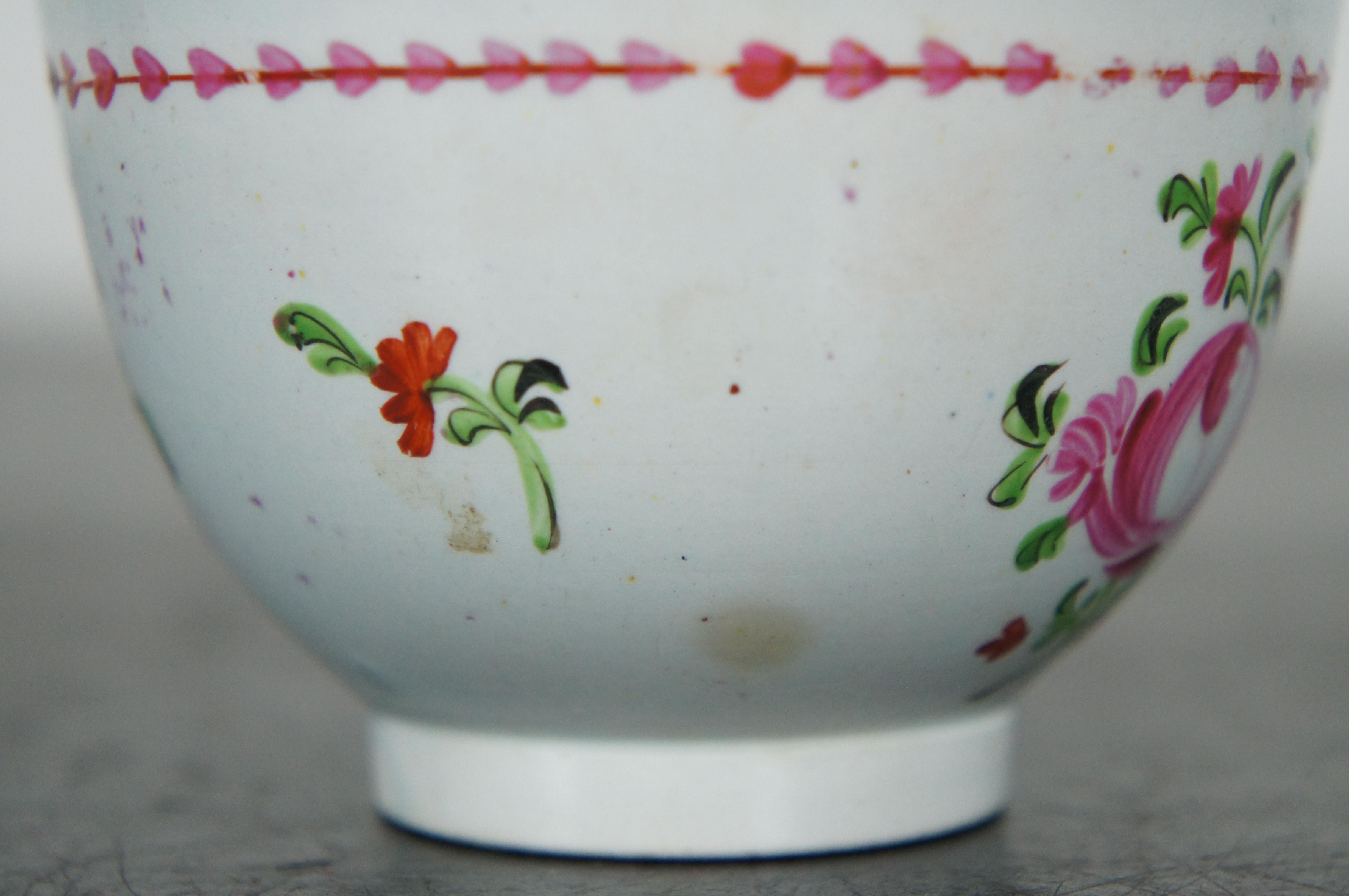 Antique Chinese Export Qianlong Famille Rose Porcelain Tea Cup Bowl Floral 3