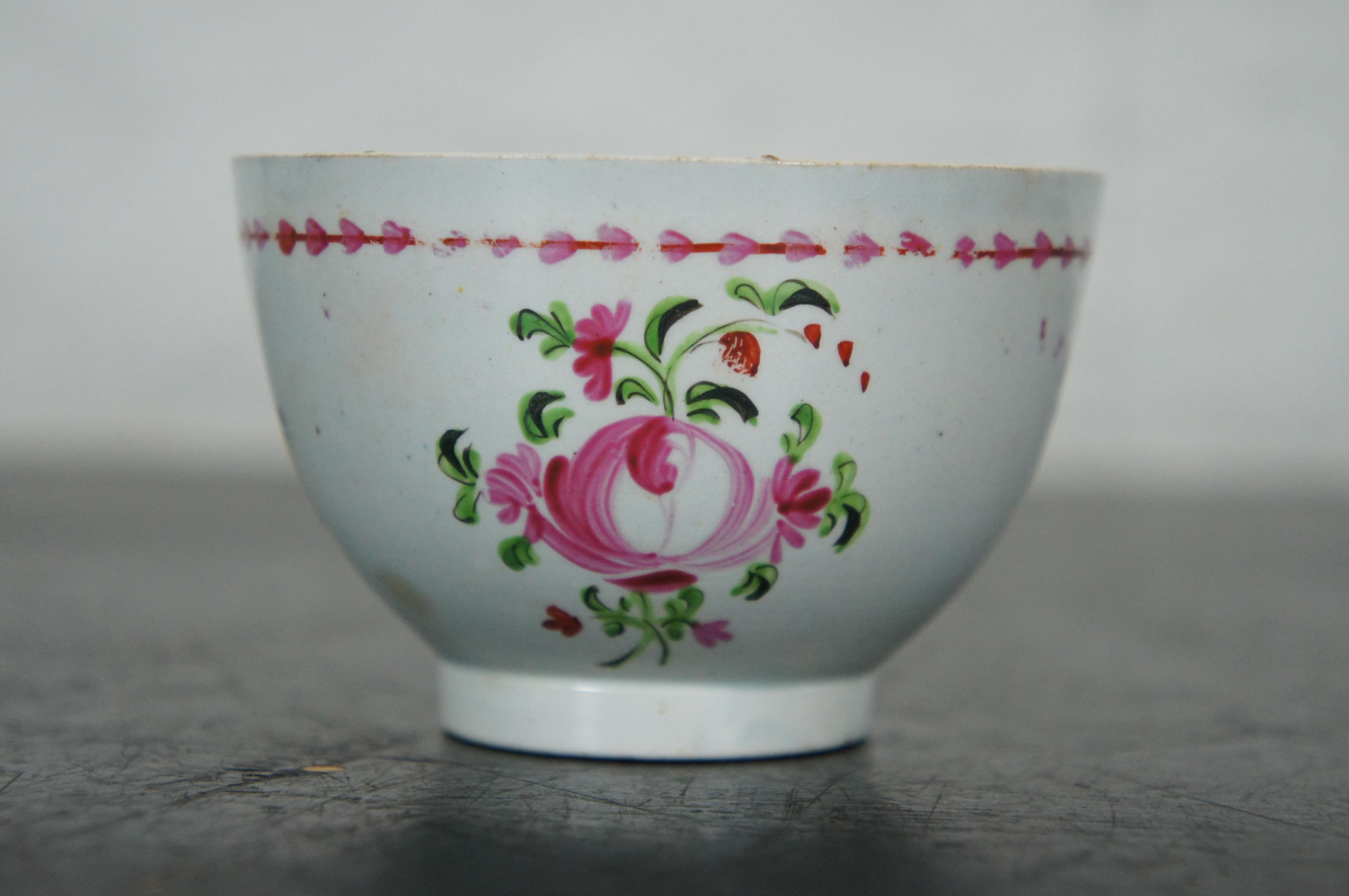 18th Century Antique Chinese Export Qianlong Famille Rose Porcelain Tea Cup Bowl Floral 3