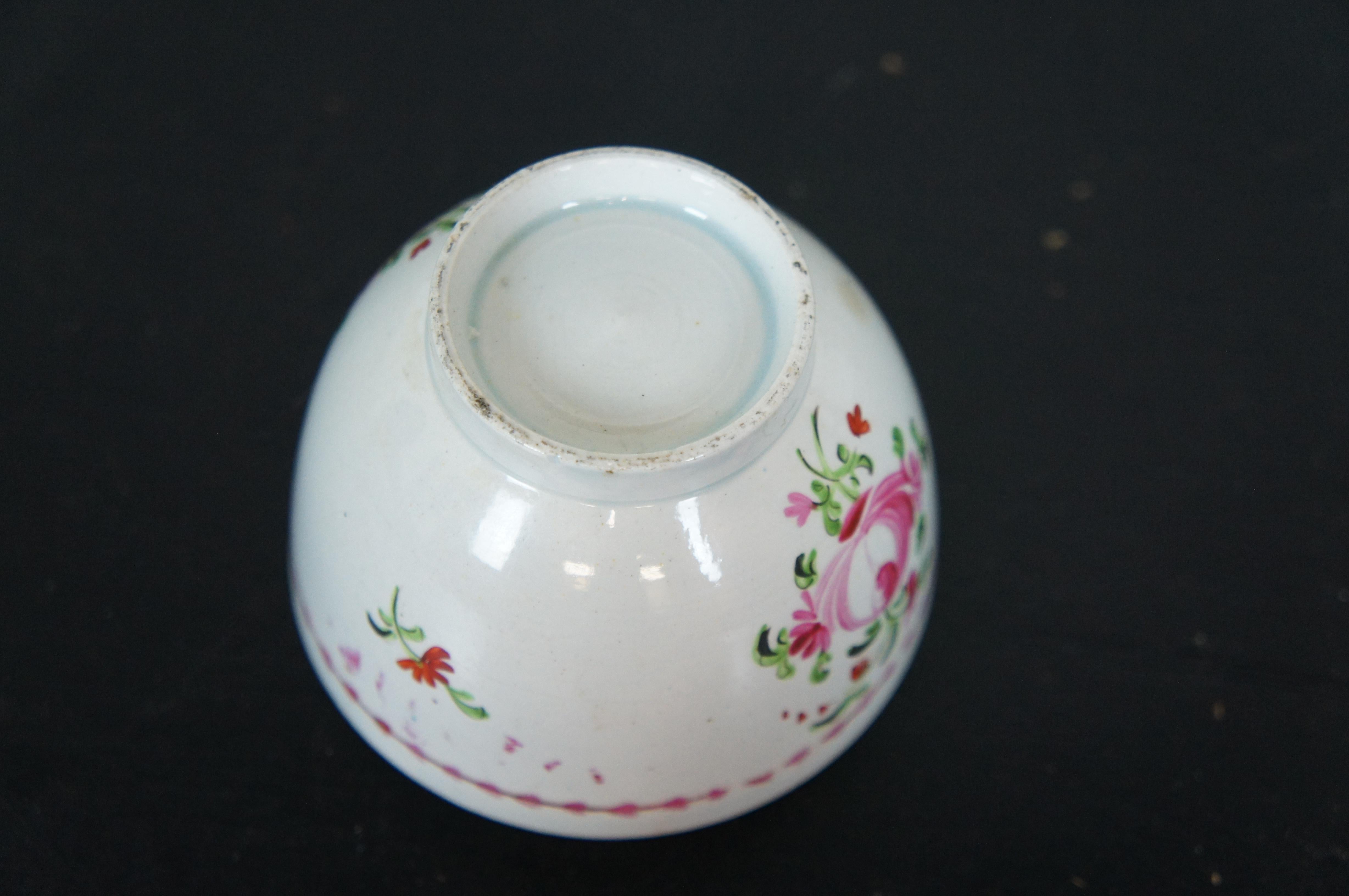Antique Chinese Export Qianlong Famille Rose Porcelain Tea Cup Bowl Floral 3