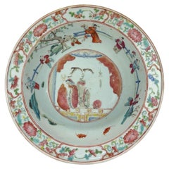 Lavabo ancien de style « Famille Rose » de la dynastie Qing, destiné à l'exportation vers la Chine