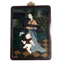 Antique Chinese Export Reverse Painting on Glass