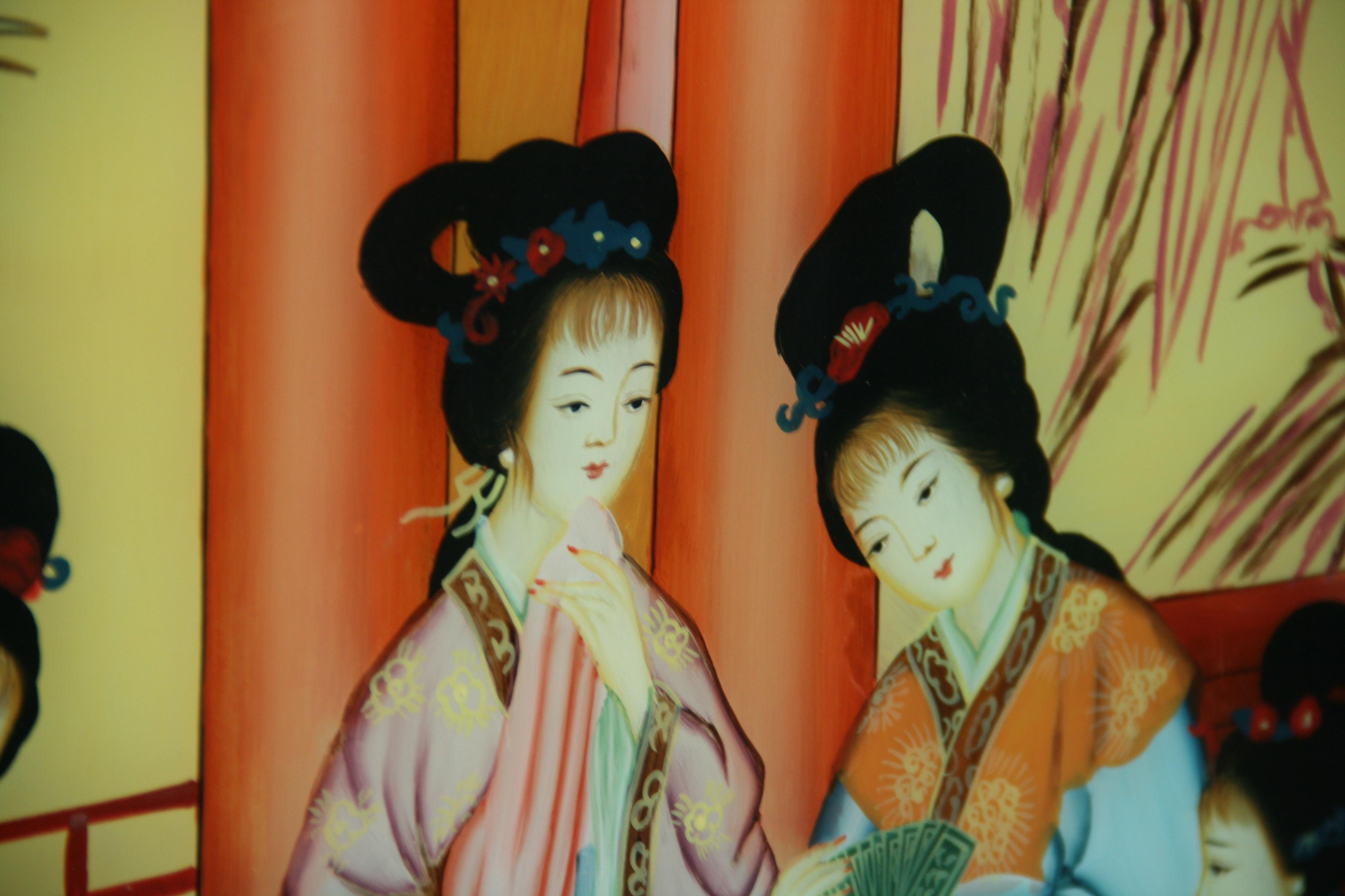 Antique Chinese Export Reverse Painting on Glass