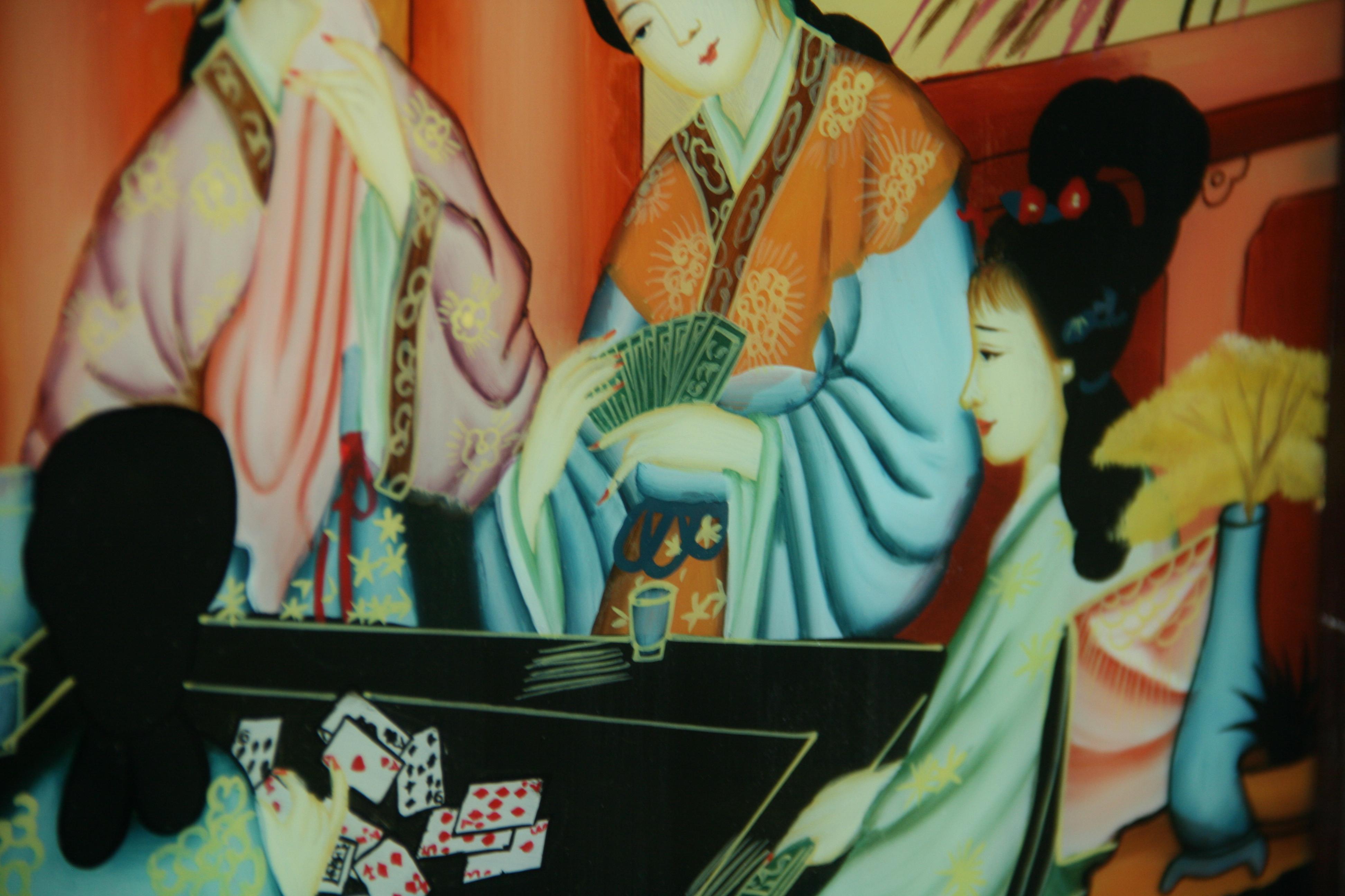 Antique Chinese Export Reverse Painting on Glass