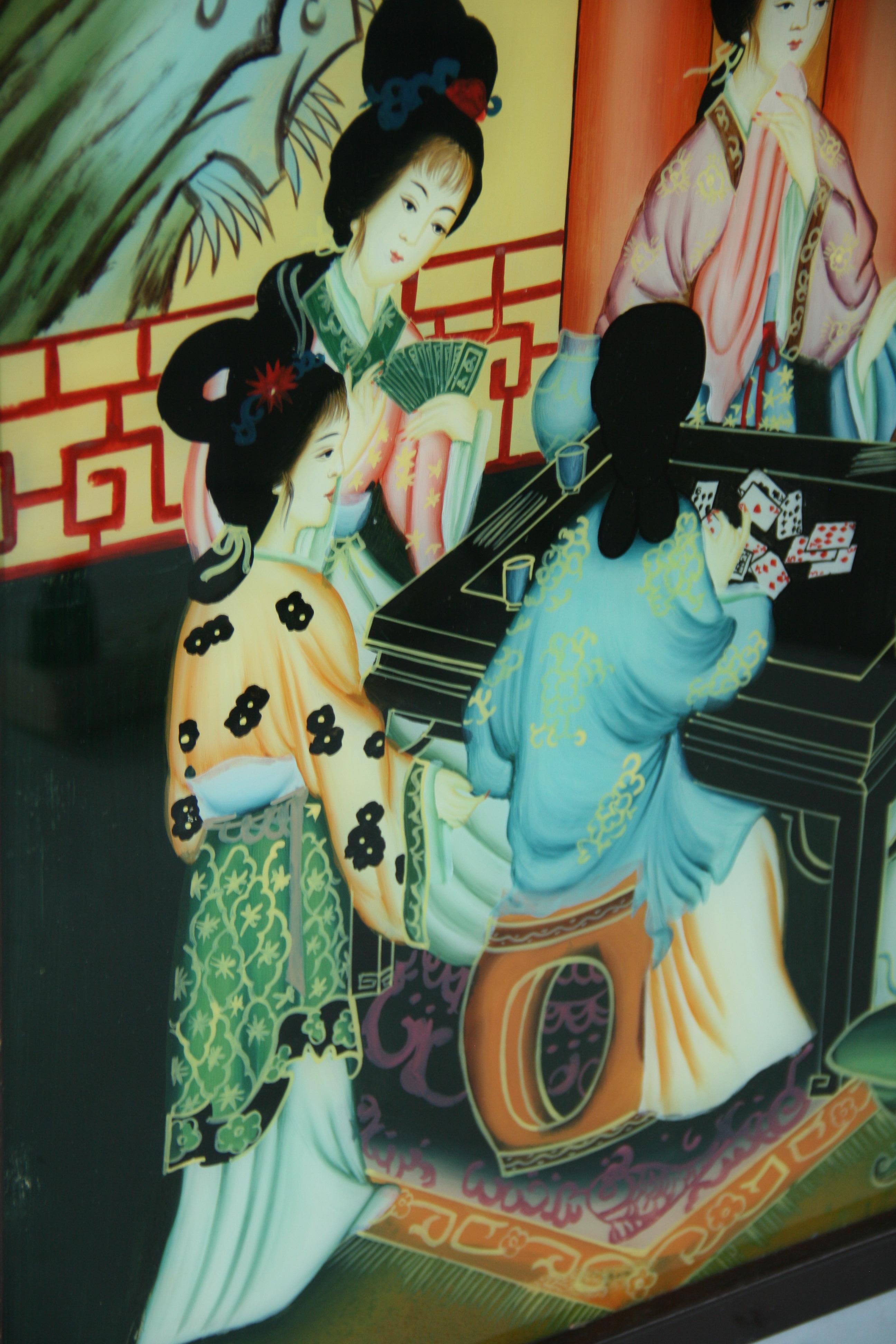 Antique Chinese Export Reverse Painting on Glass