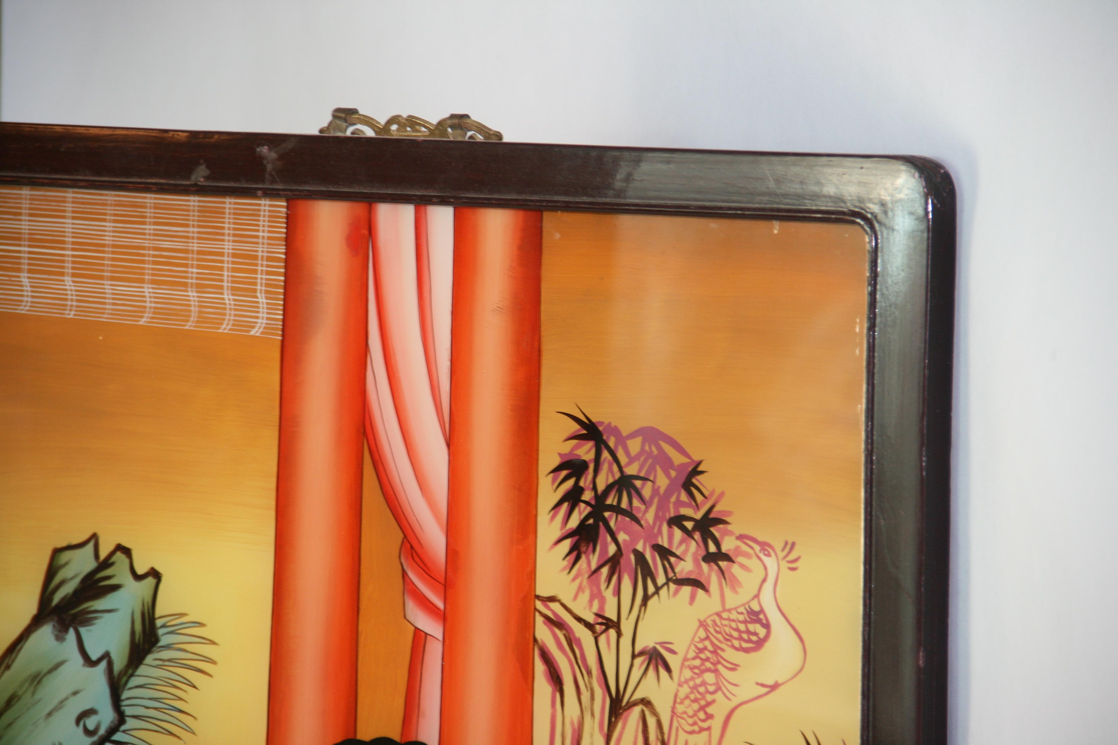 Antique Chinese Export Reverse Painting on Glass