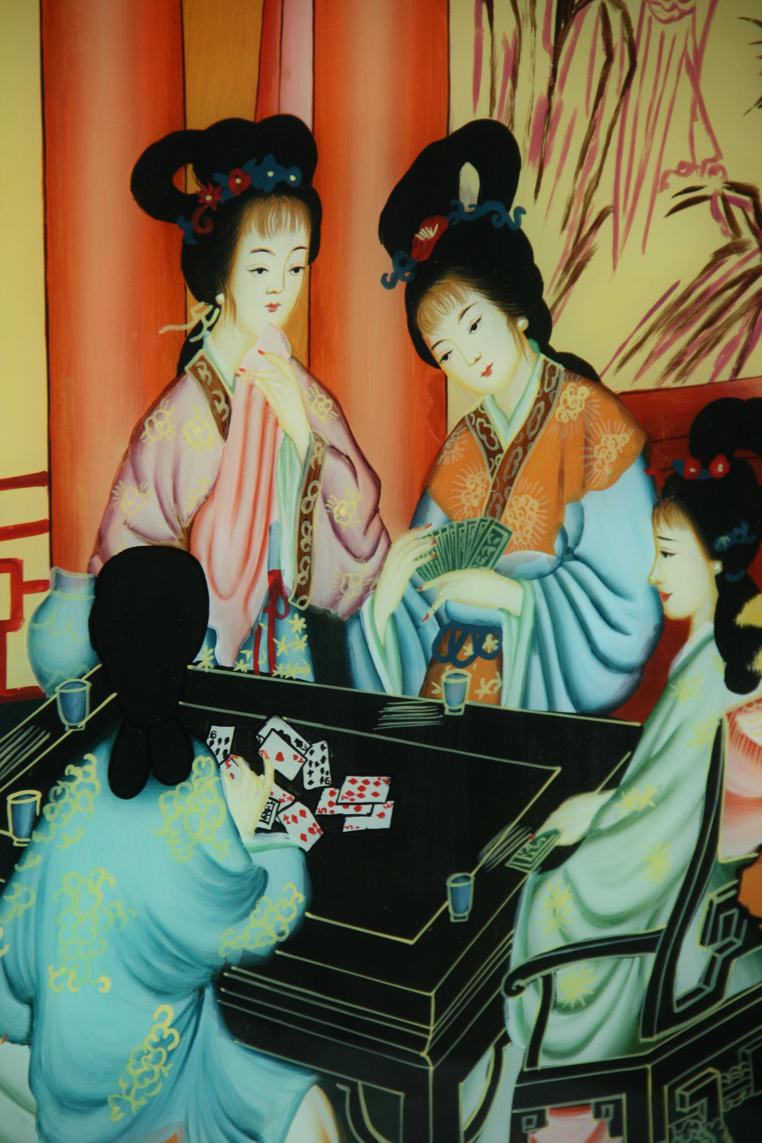 Antique Chinese Export Reverse Painting on Glass