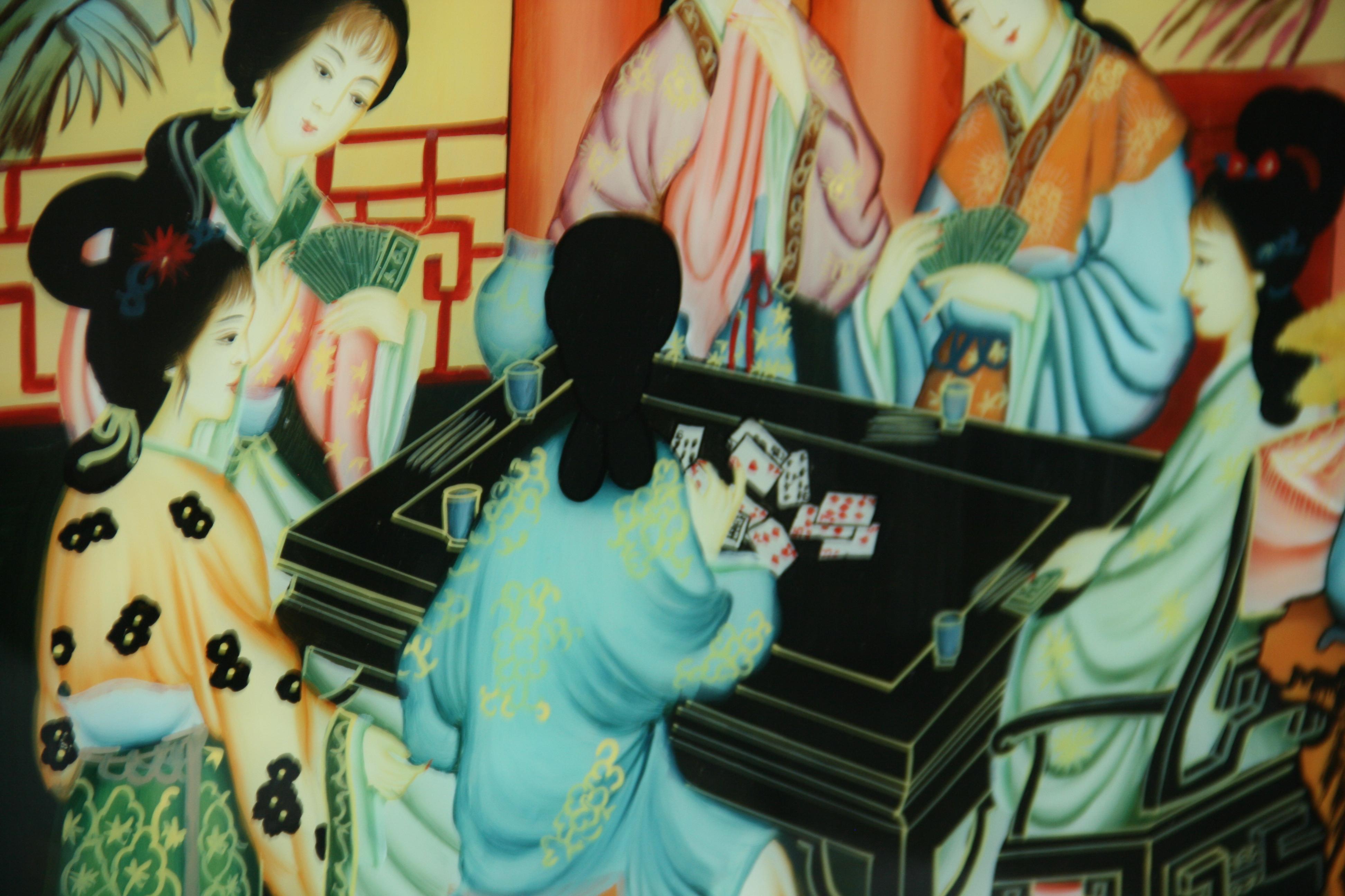 Antique Chinese Export Reverse Painting on Glass