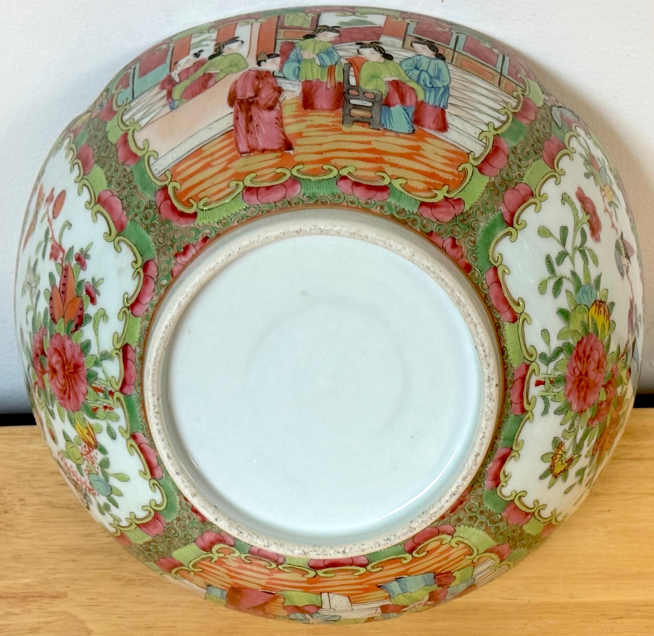Antique Chinese Export Rose Medallion Cross Cut Corner Square Bowl For Sale 8