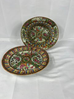 Antique Chinese Export Rose Medallion Pierced Fruit Basket and Undertray 19th C