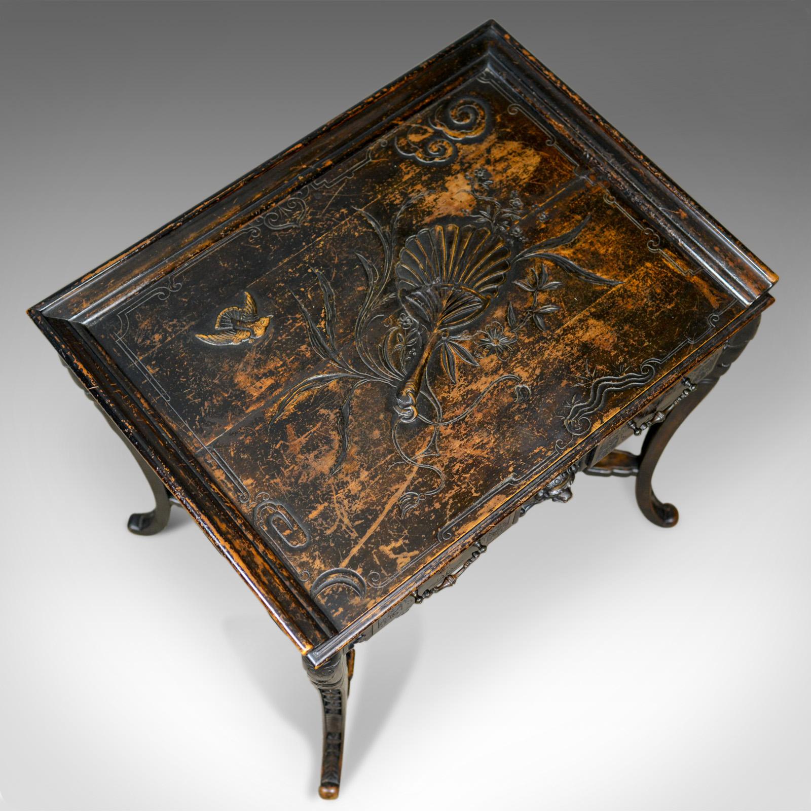 Mahogany Antique Chinese Export Side Table, Carved, Oriental, Victorian, circa 1900