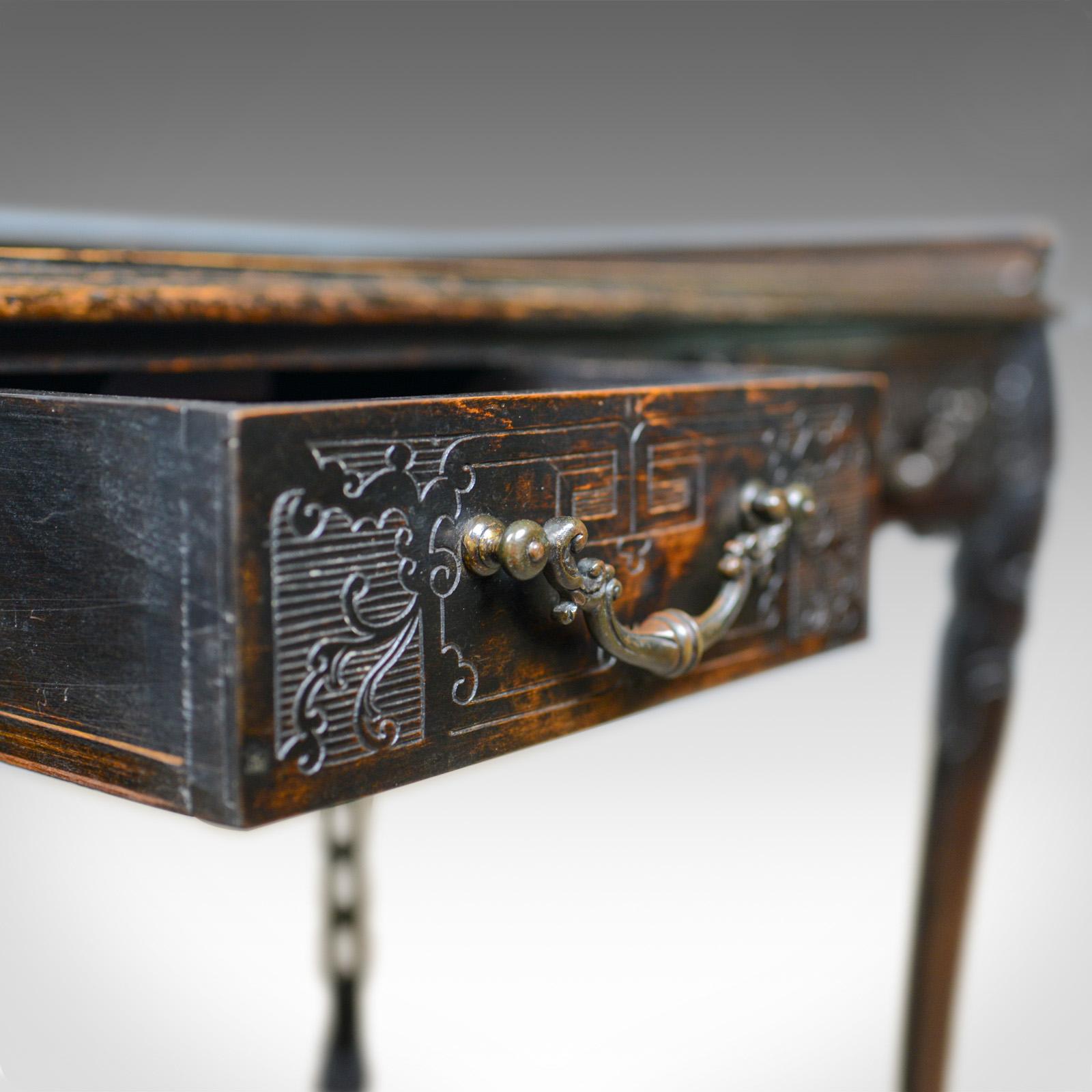 Antique Chinese Export Side Table, Carved, Oriental, Victorian, circa 1900 3