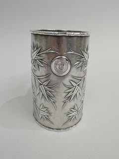 Antigua taza china de bambú de plata de exportación