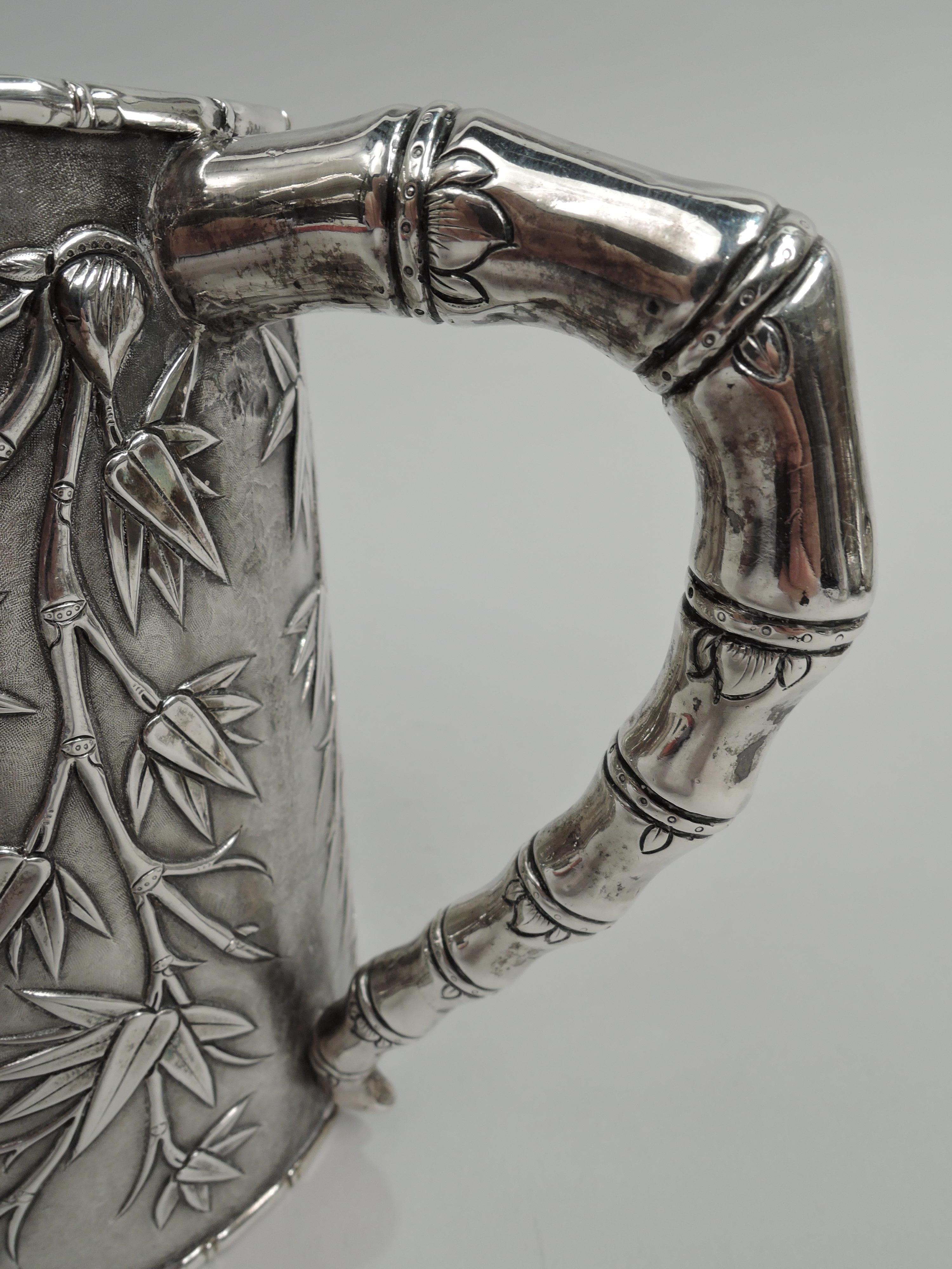 Antique Chinese Export Silver Bamboo Mug For Sale 1