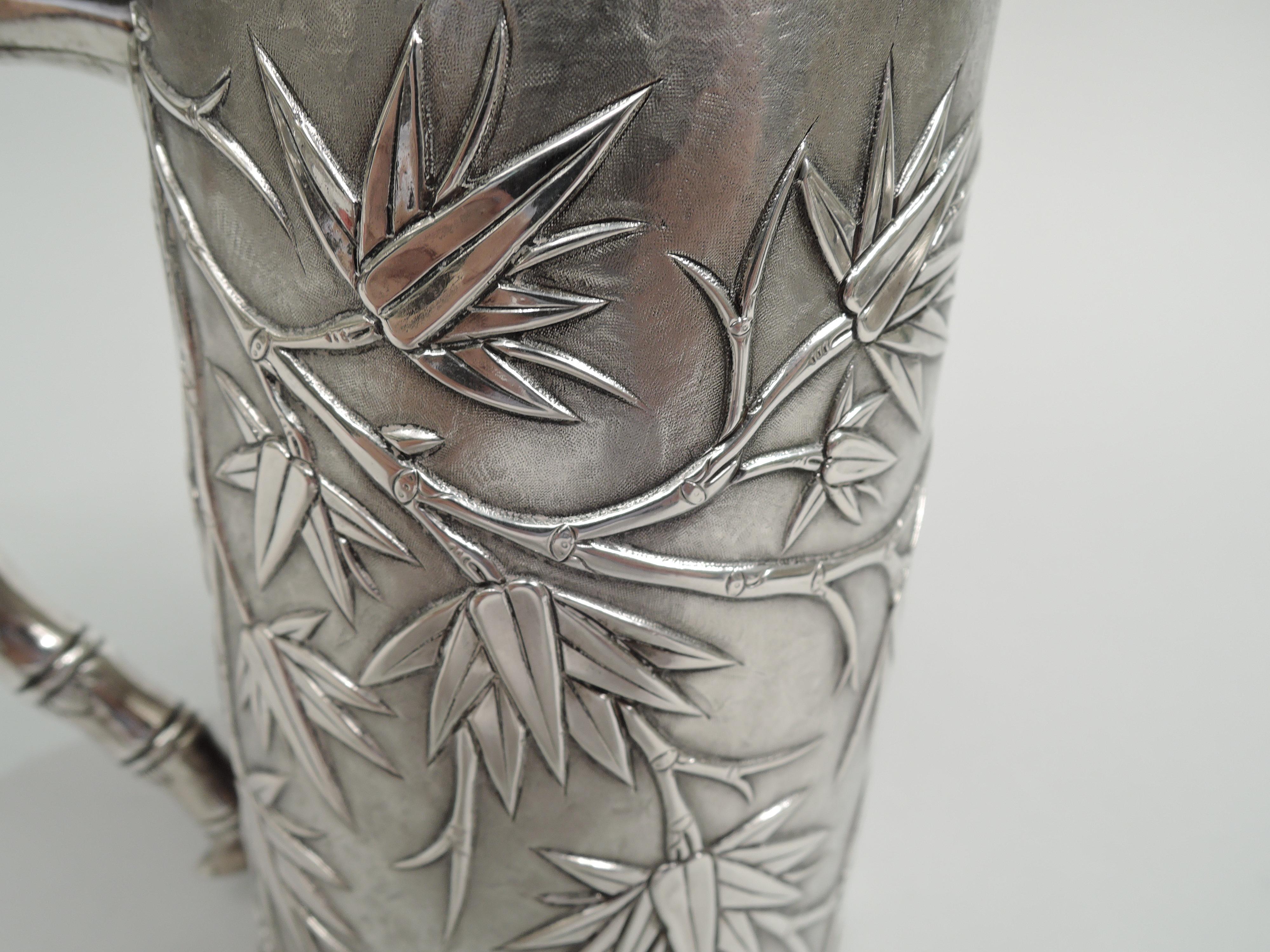 Antique Chinese Export Silver Bamboo Mug For Sale 2