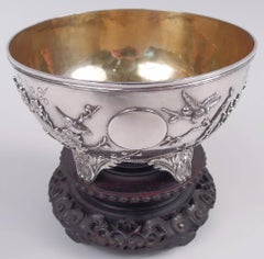 Antique Chinese Export Silver Blossoming Branch Bowl