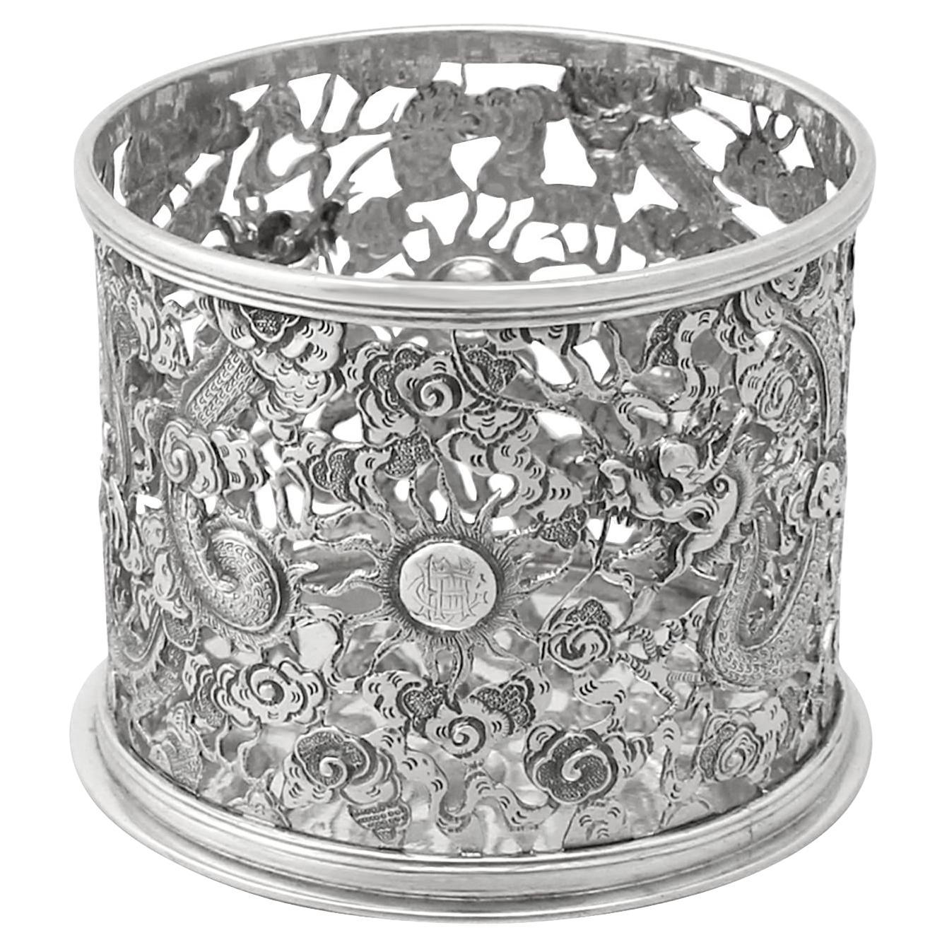 Antique Chinese Export Silver Bottle Coaster Circa 1900 For Sale