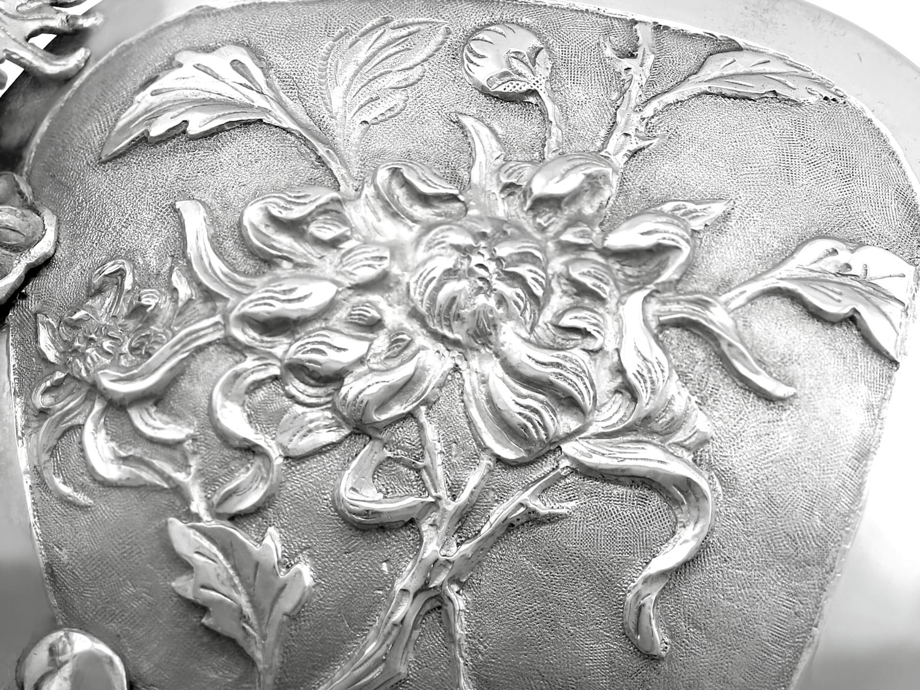 Antique Chinese Export Silver Bowl on Stand Circa 1890 9