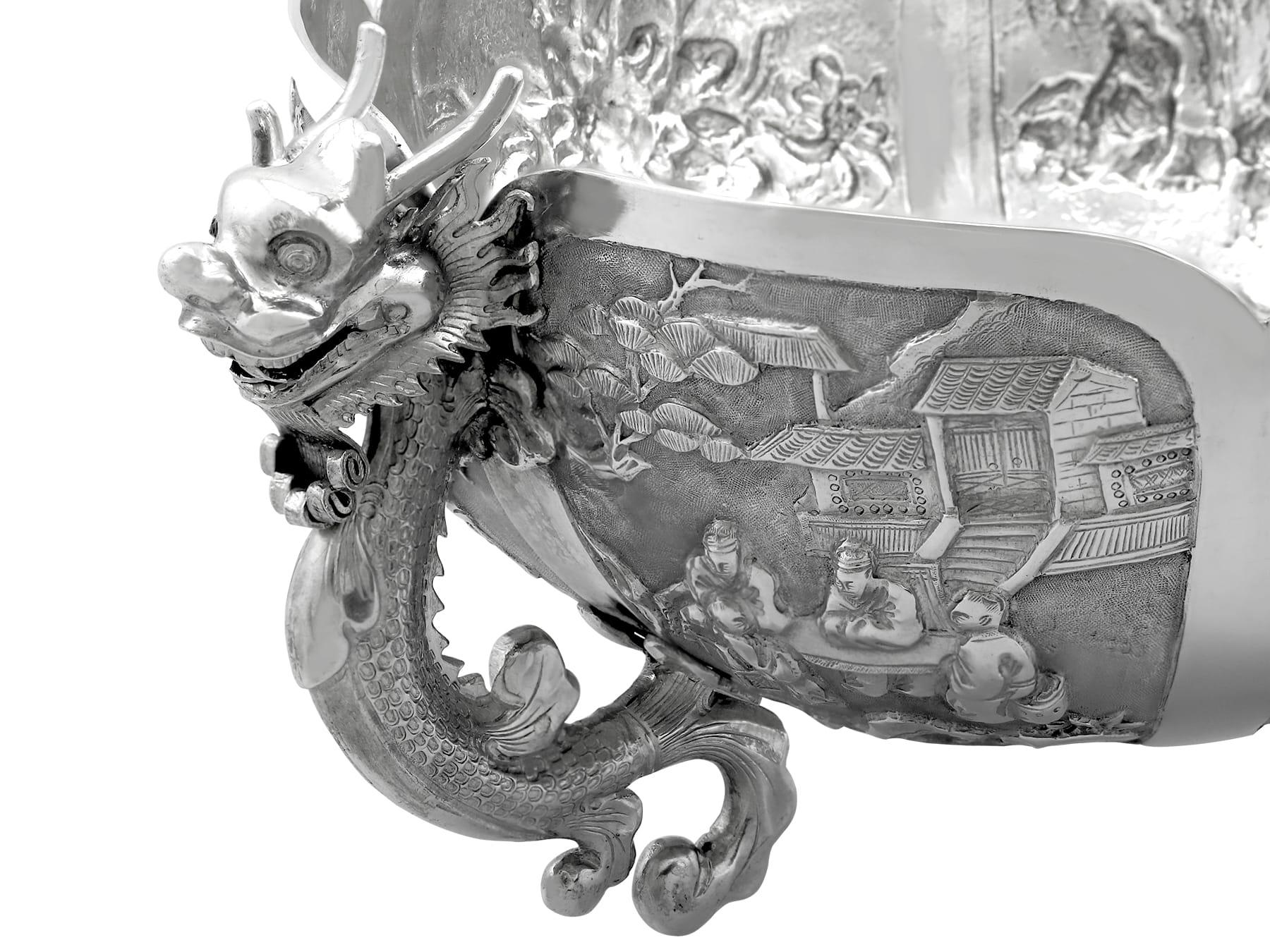 Antique Chinese Export Silver Bowl on Stand Circa 1890 4