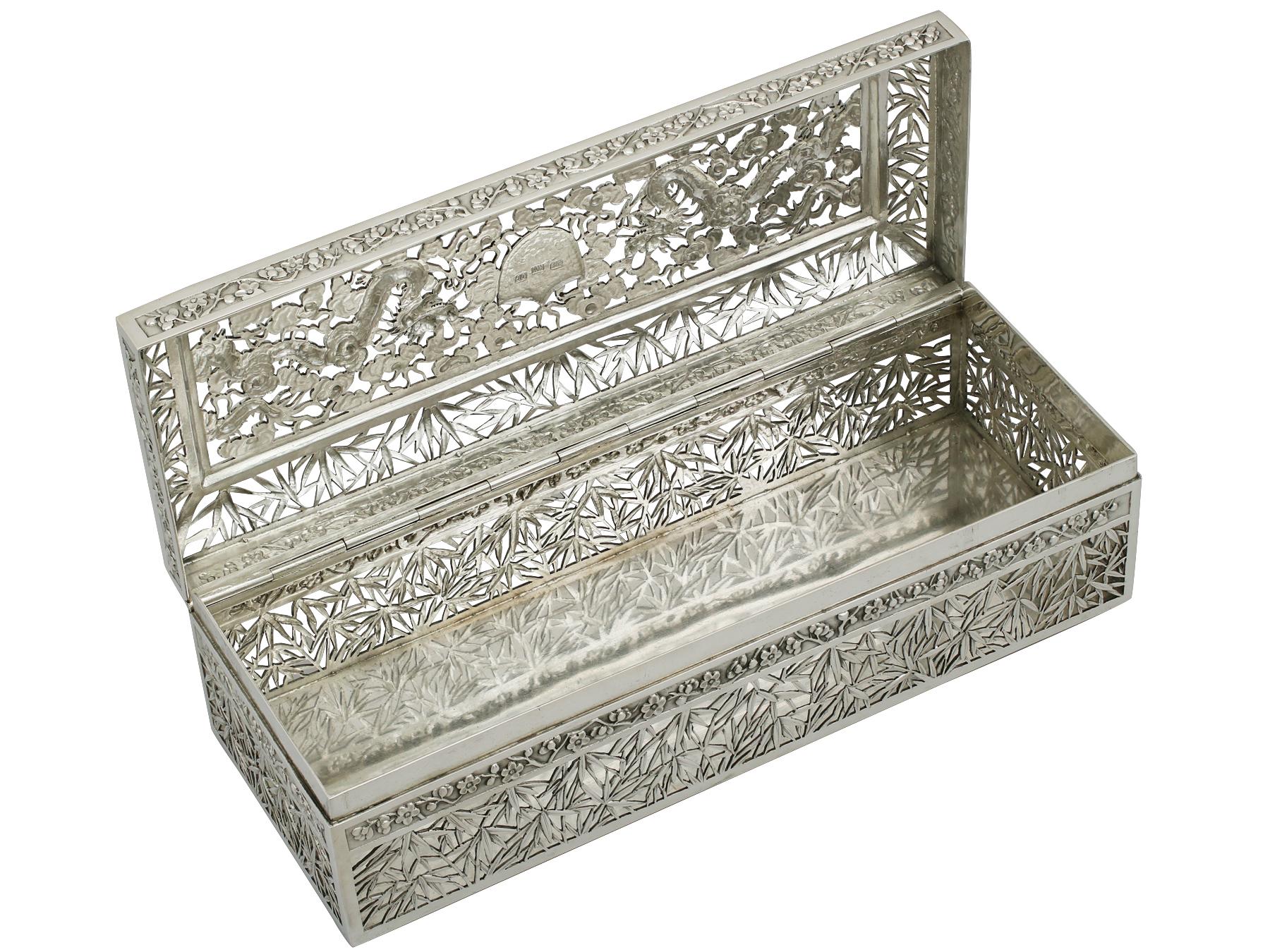 1890s Antique Chinese Export Silver Box by Wang Hing & Co In Excellent Condition In Jesmond, Newcastle Upon Tyne