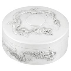 Antique Chinese Export Silver Box by Wang Hing