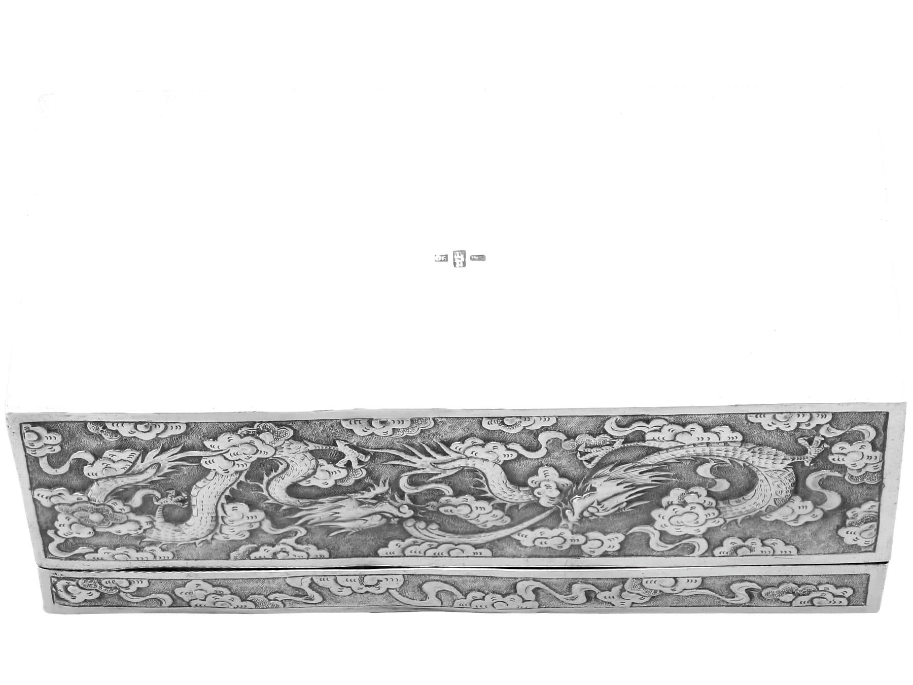 Antike chinesische Export Silber Box CIRCA 1880 im Angebot 13