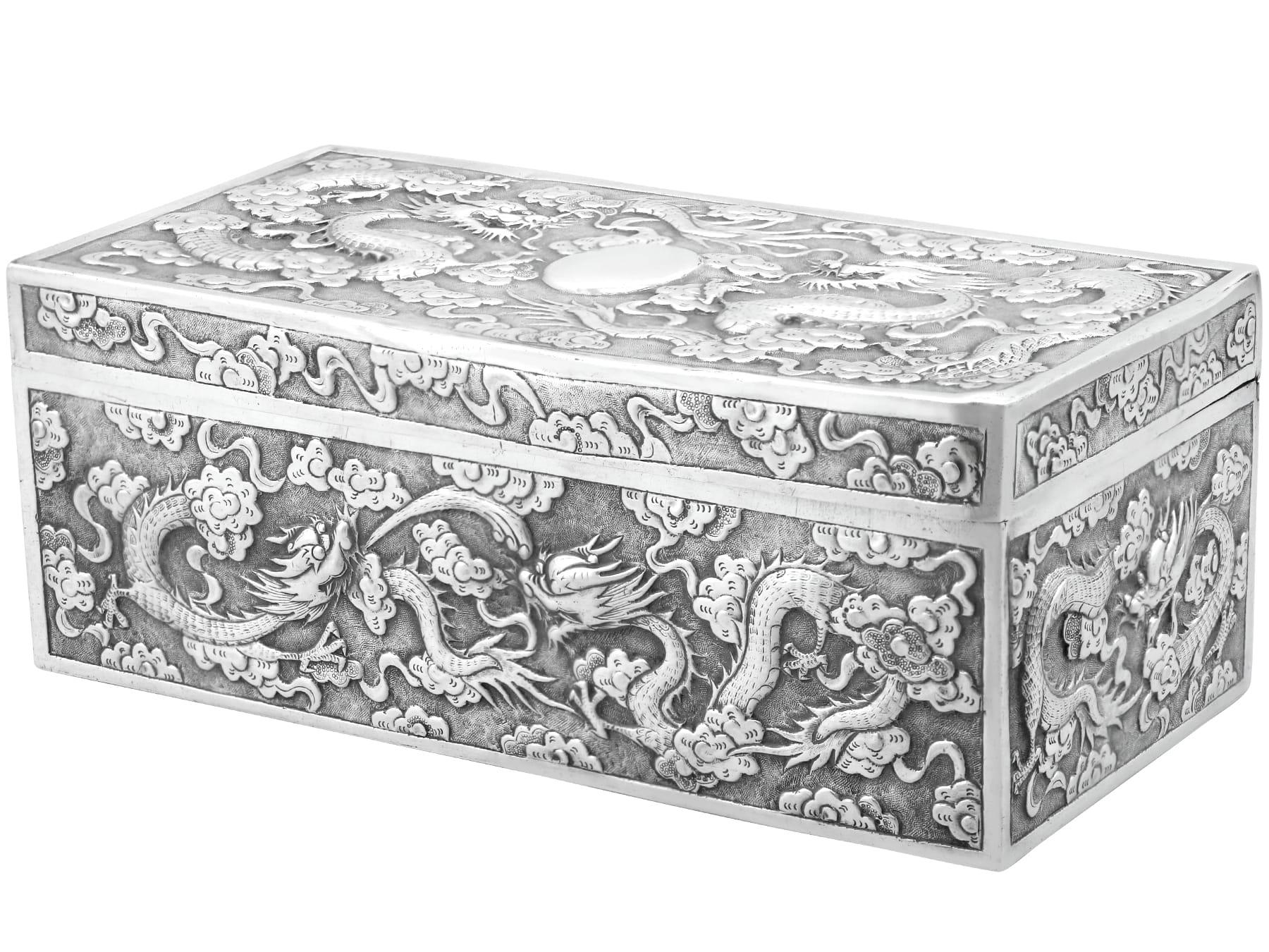 Antike chinesische Export Silber Box CIRCA 1880 im Angebot 3