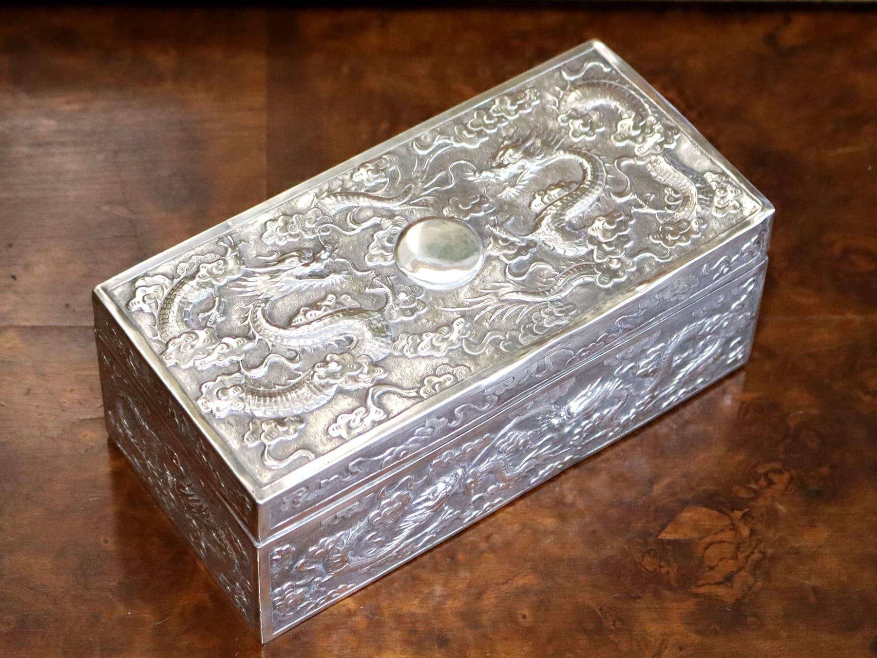Antike chinesische Export Silber Box CIRCA 1880 im Zustand „Hervorragend“ im Angebot in Jesmond, Newcastle Upon Tyne