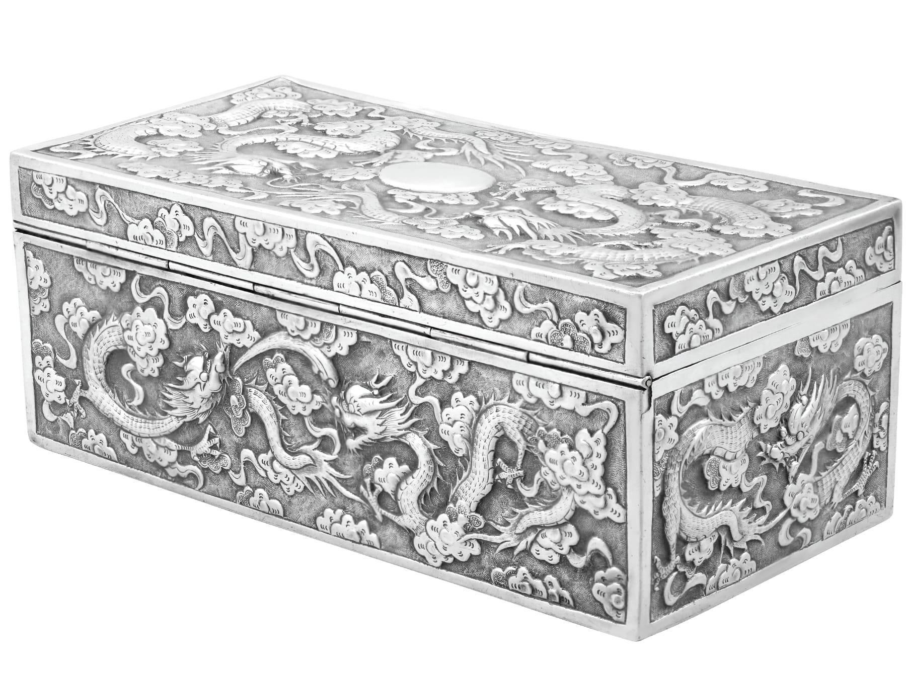 Antike chinesische Export Silber Box CIRCA 1880 im Angebot 4