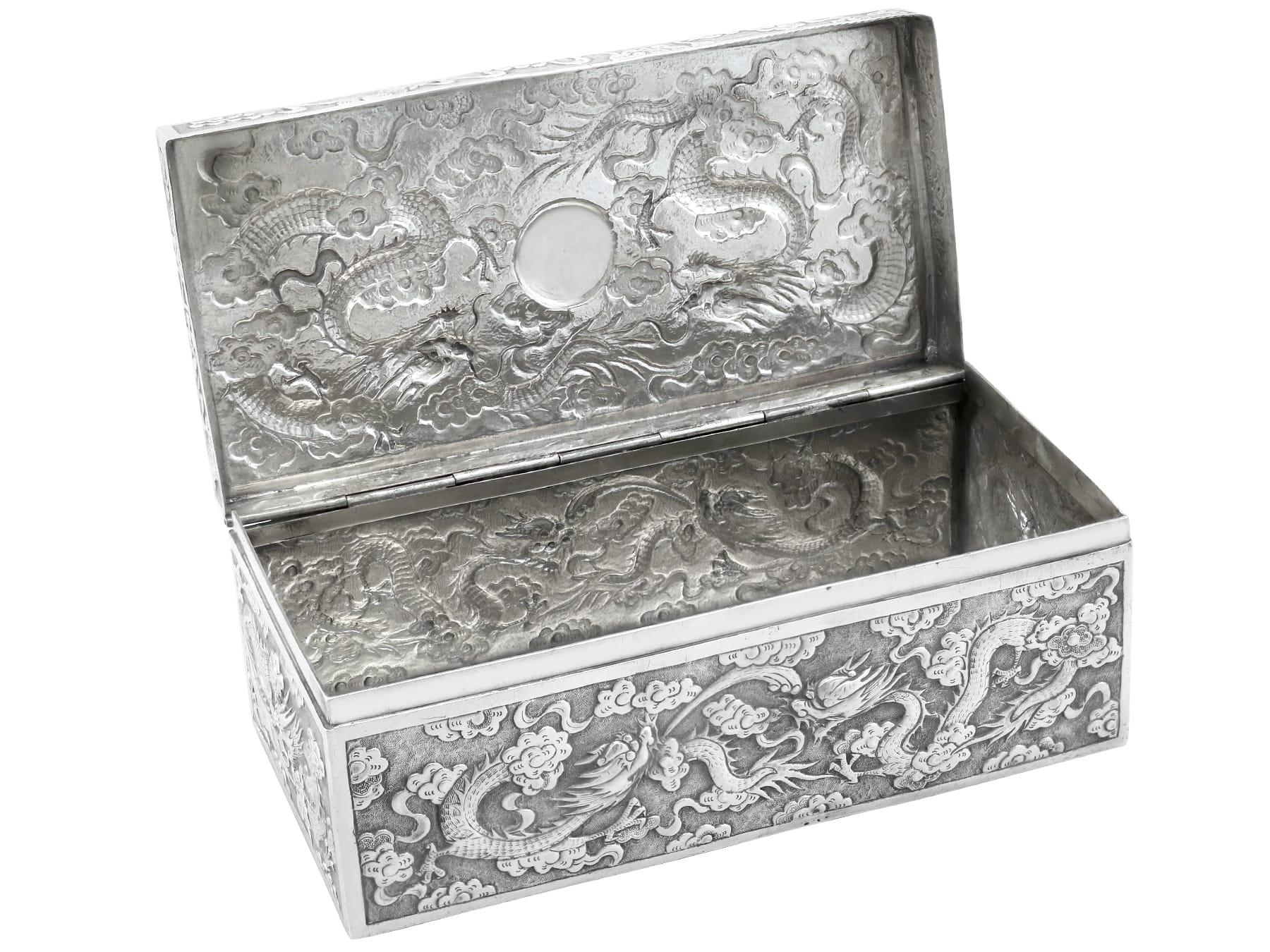 Antike chinesische Export Silber Box CIRCA 1880 im Angebot 6