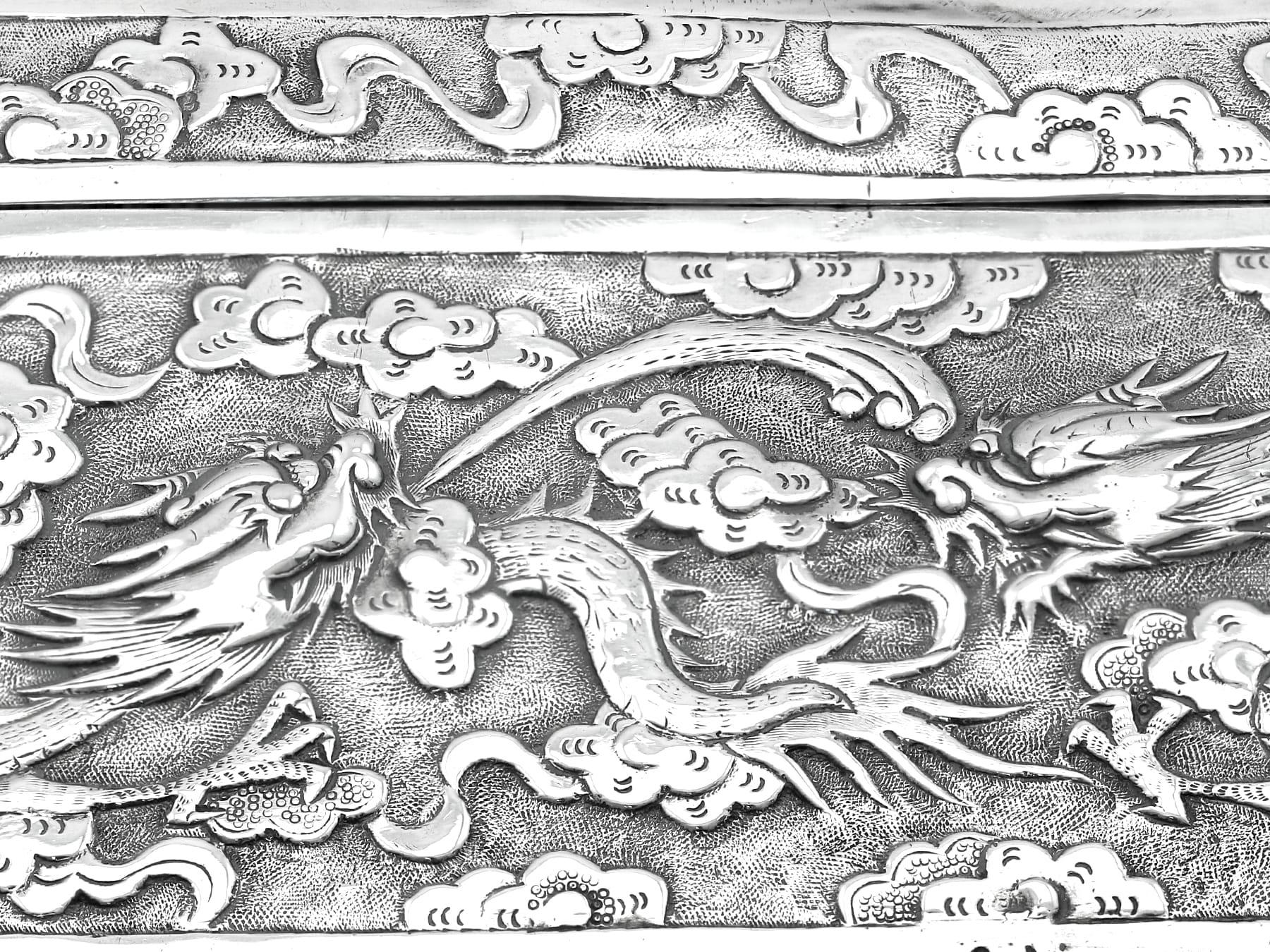 Antike chinesische Export Silber Box CIRCA 1880 im Angebot 7