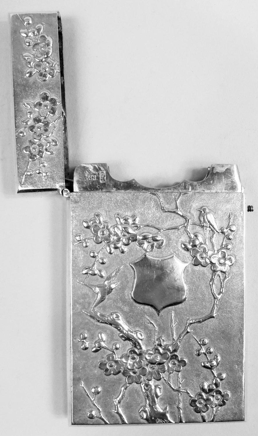 Antique Chinese Export Silver Bridge & Pavilion Card Case In Good Condition For Sale In New York, NY