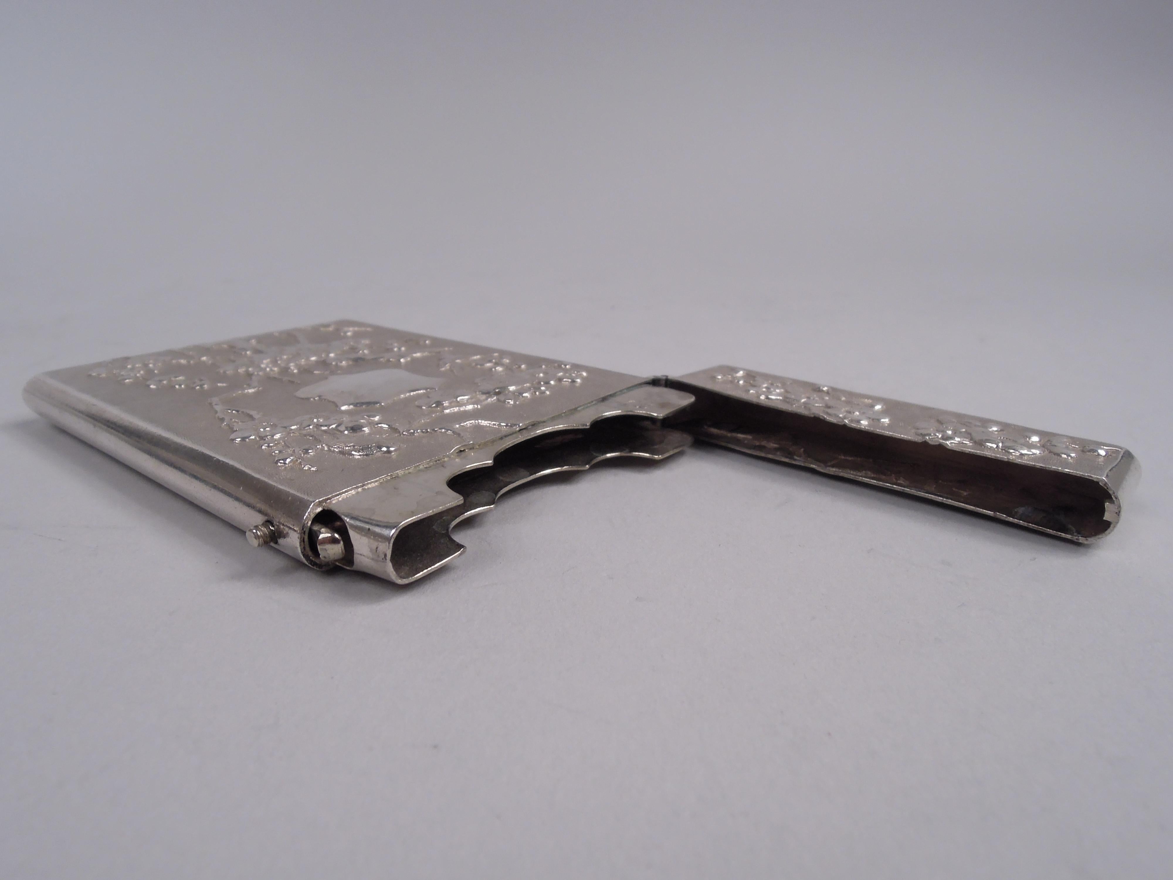 Antique Chinese Export Silver Bridge & Pavilion Card Case For Sale 1
