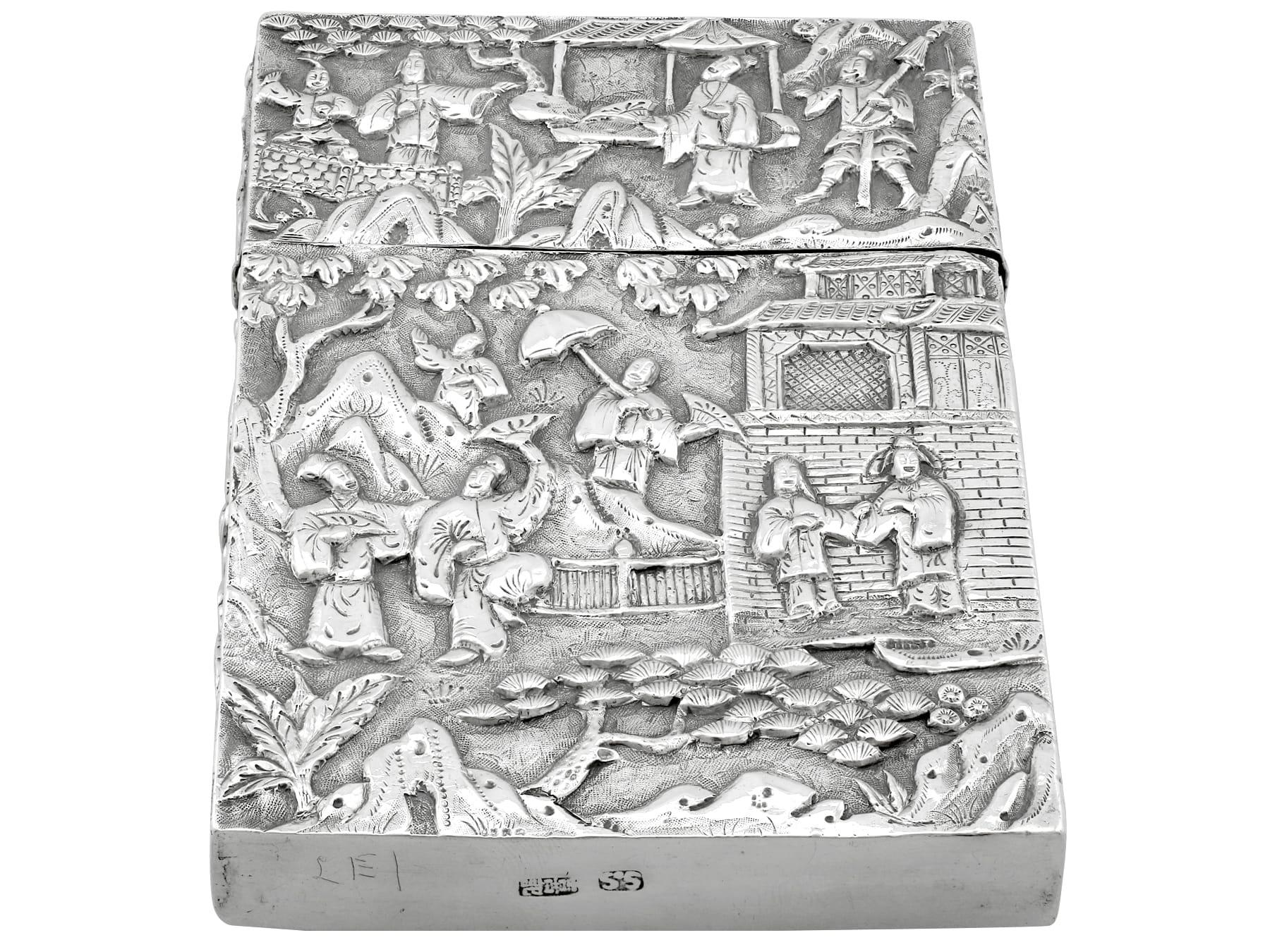 Late 19th Century Antique Chinese Export Silver Card Case, Circa 1870