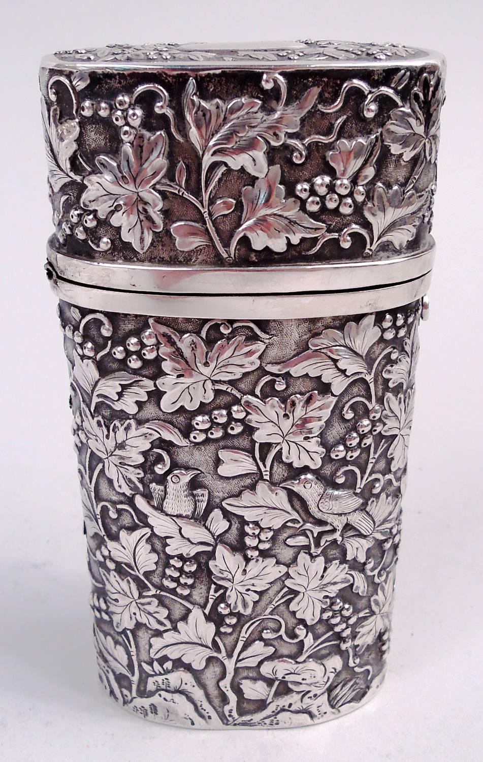 Antique Chinese Export Silver Cheroot Case In Good Condition For Sale In New York, NY