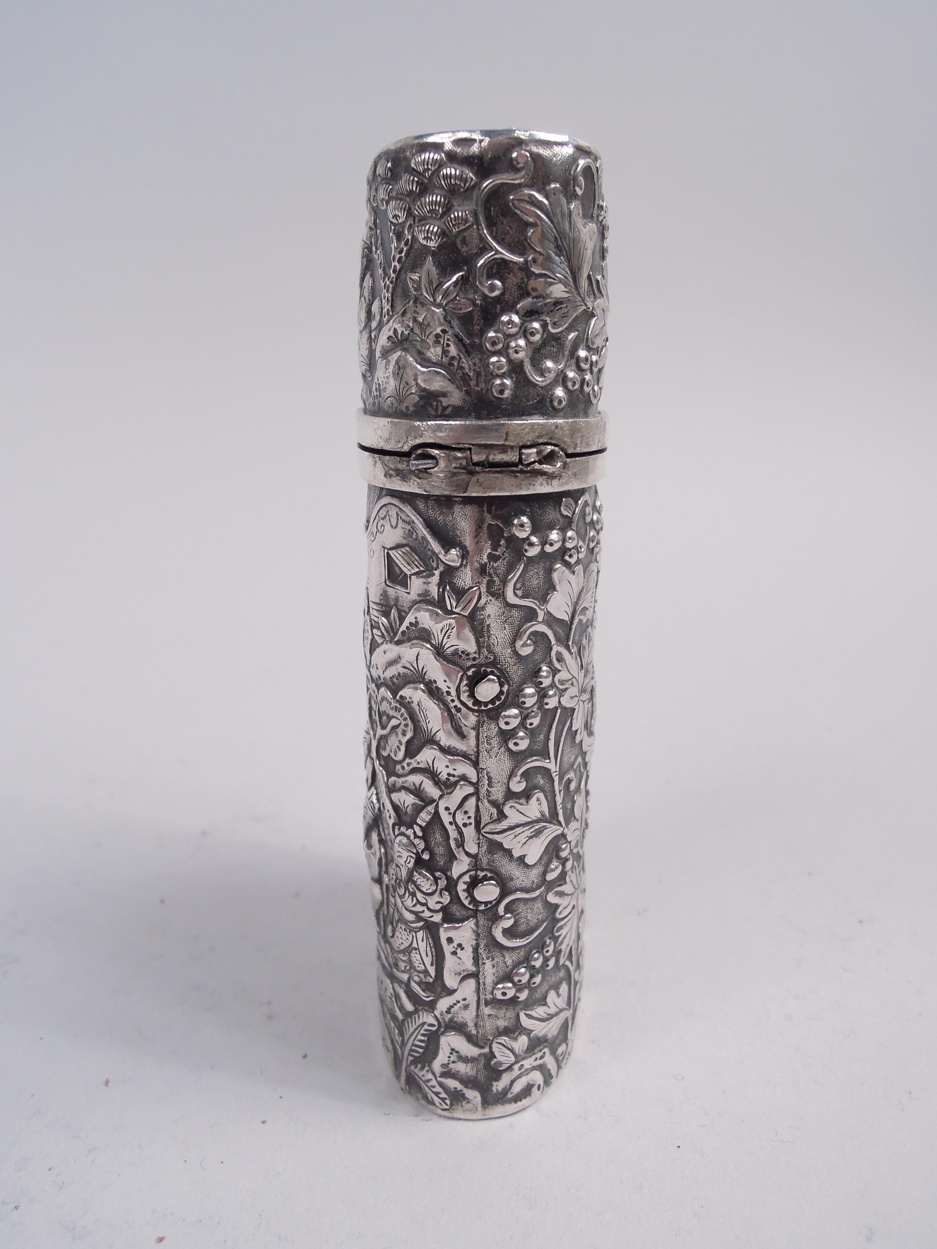 19th Century Antique Chinese Export Silver Cheroot Case For Sale