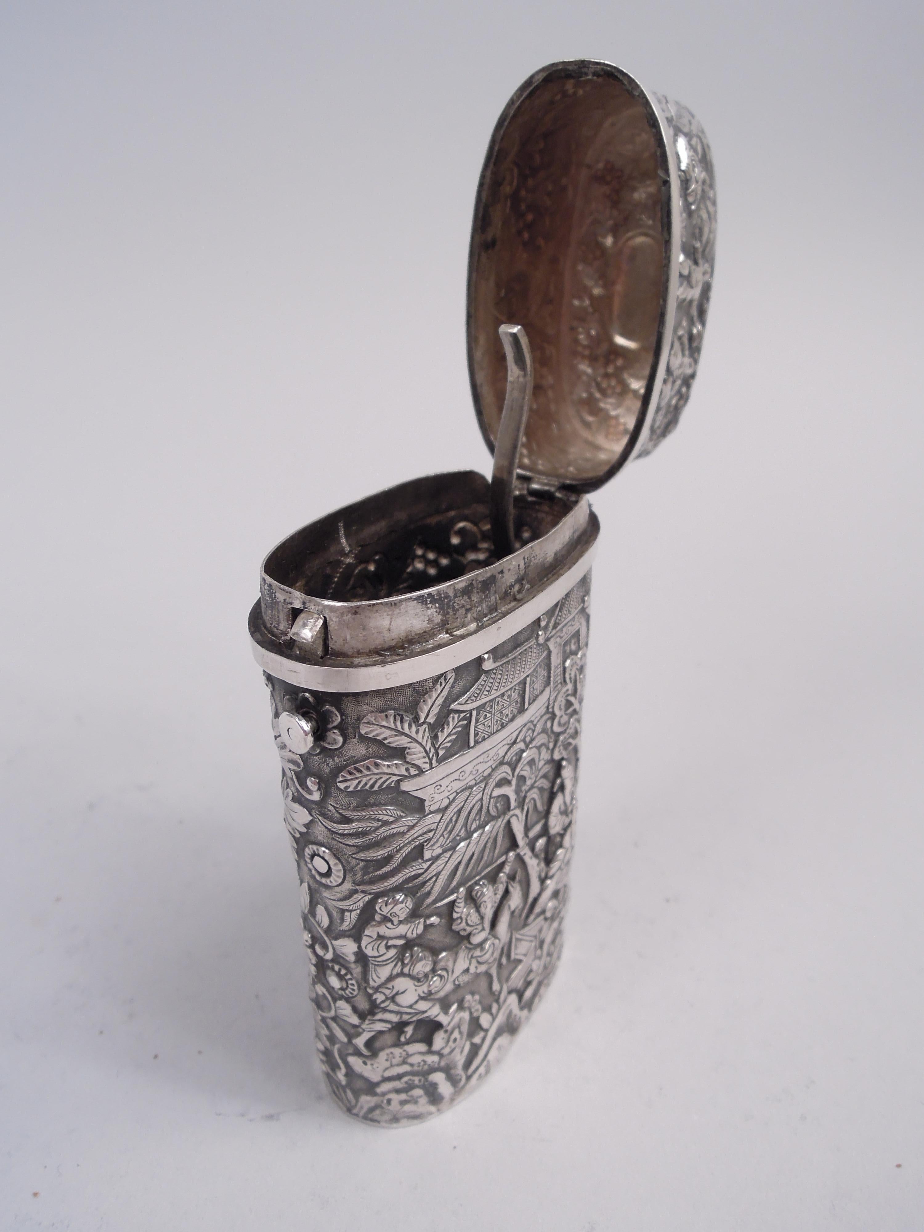 Antique Chinese Export Silver Cheroot Case For Sale 2