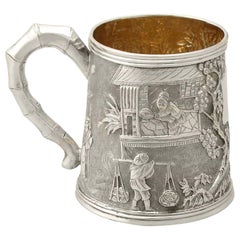 Antique Chinese Export Silver Christening Mug