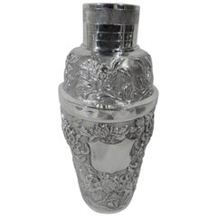 Antique Chinese Export Silver Chrysanthemum Cocktail Shaker